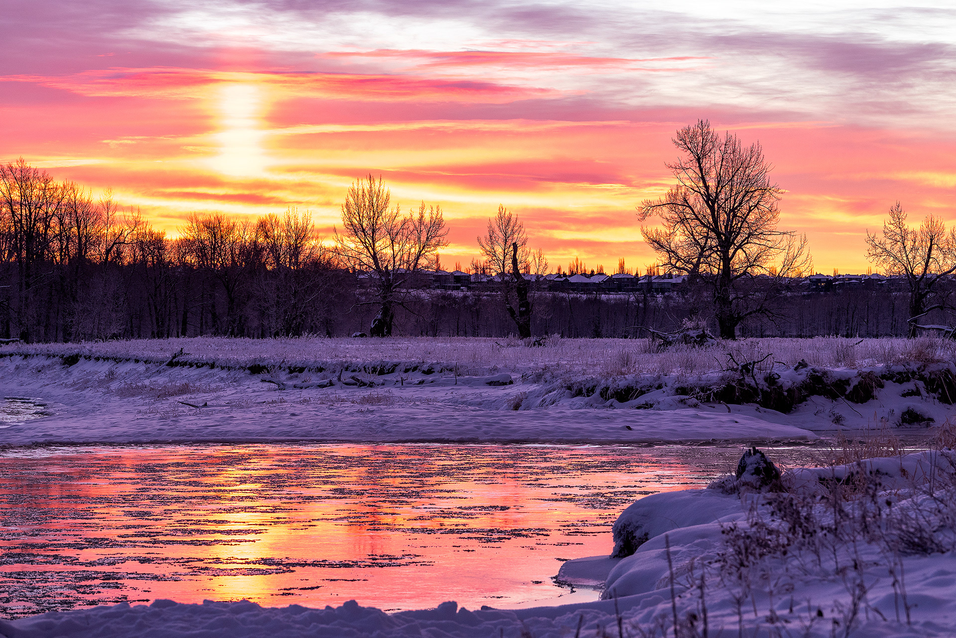 A few minutes before sunrise at Mallard Point, Fish Creek Prov. Park, Calgary, AB