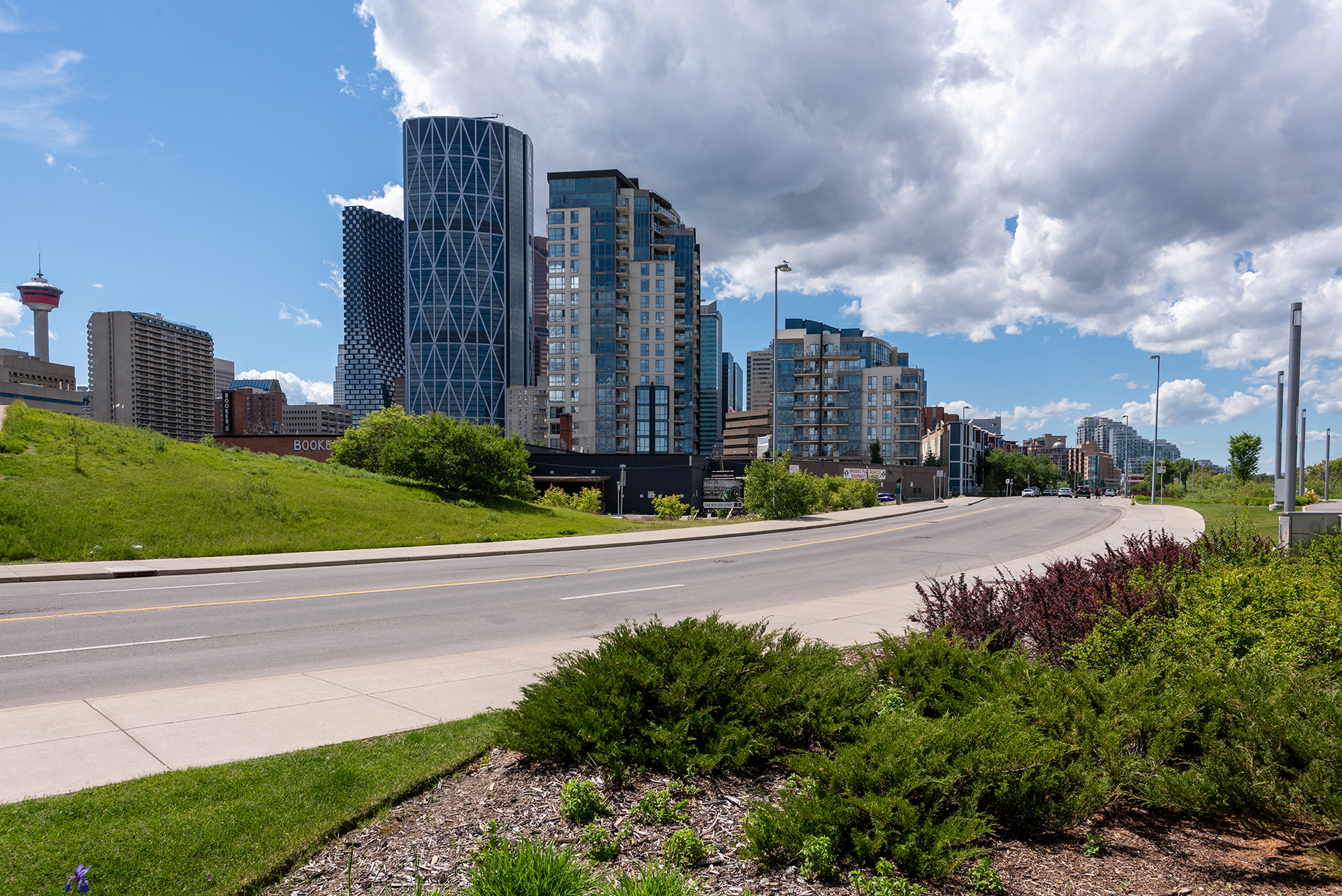 Downtown view from the Pathway alongside Riverfront Ave. SE, Calgary, Alberta