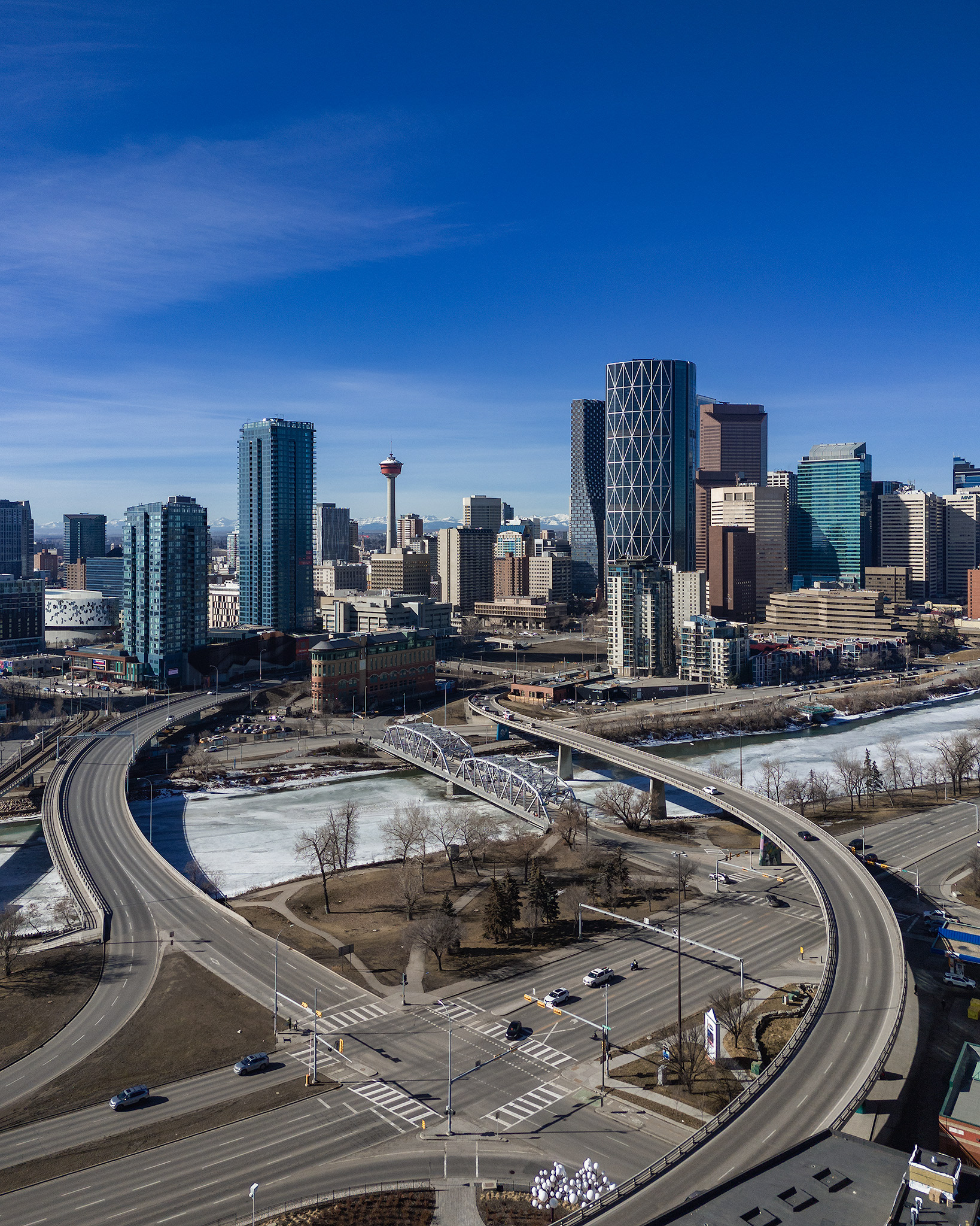 Photo of a portion of the Downtown Calgary skyline from near Bridgeland-Riverside, Calgary, AB - March 17th