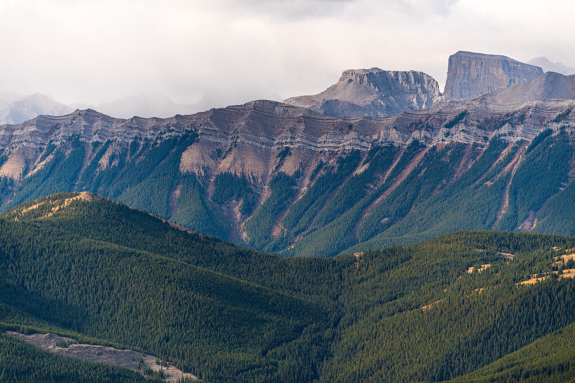 A view of foothills and mountains from Prairie Mountain, Alberta