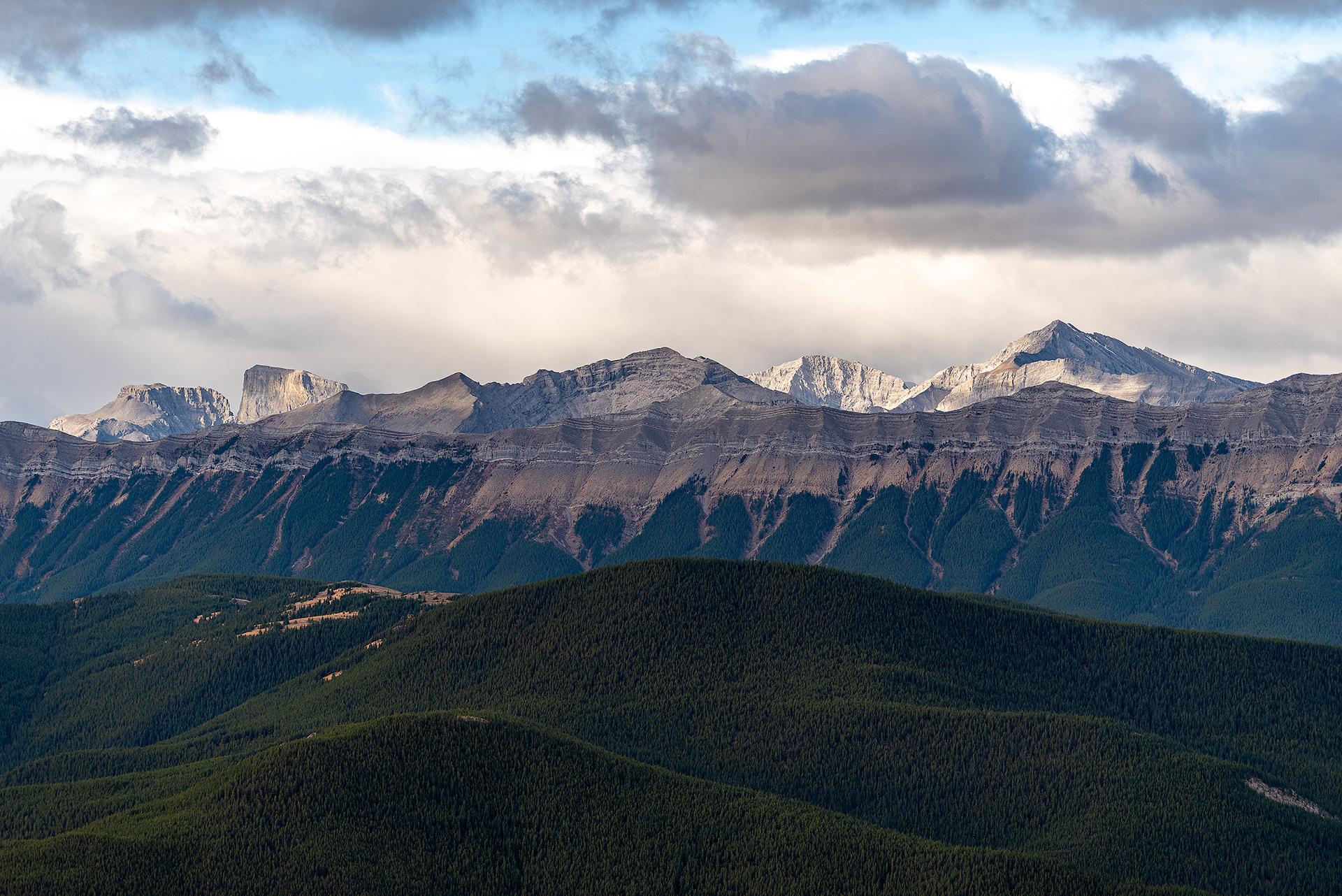 A view of foothills and mountains from Prairie Mountain, Alberta