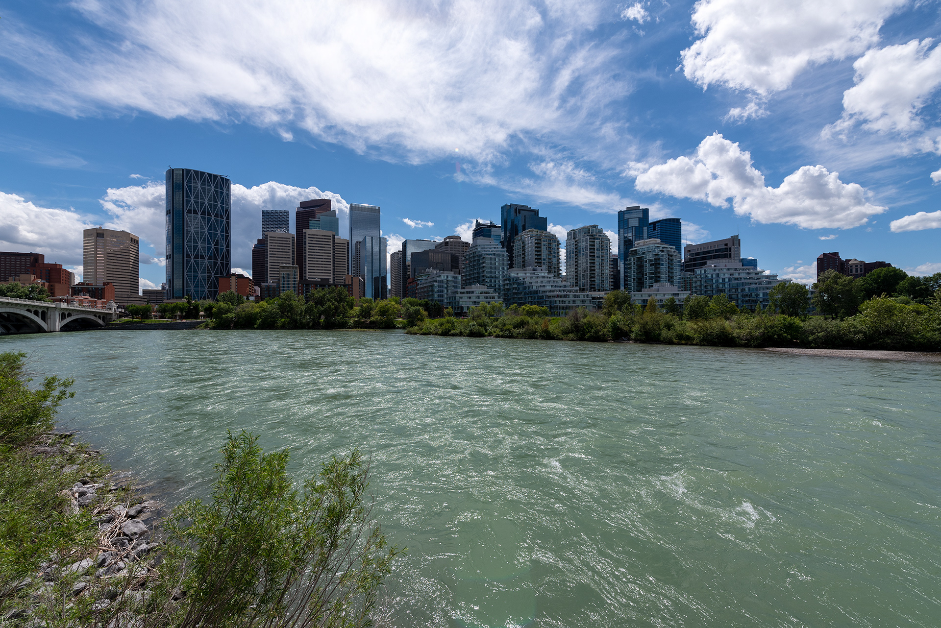 Downtown view from the Pathway alongside Memorial Drive, Calgary, Alberta