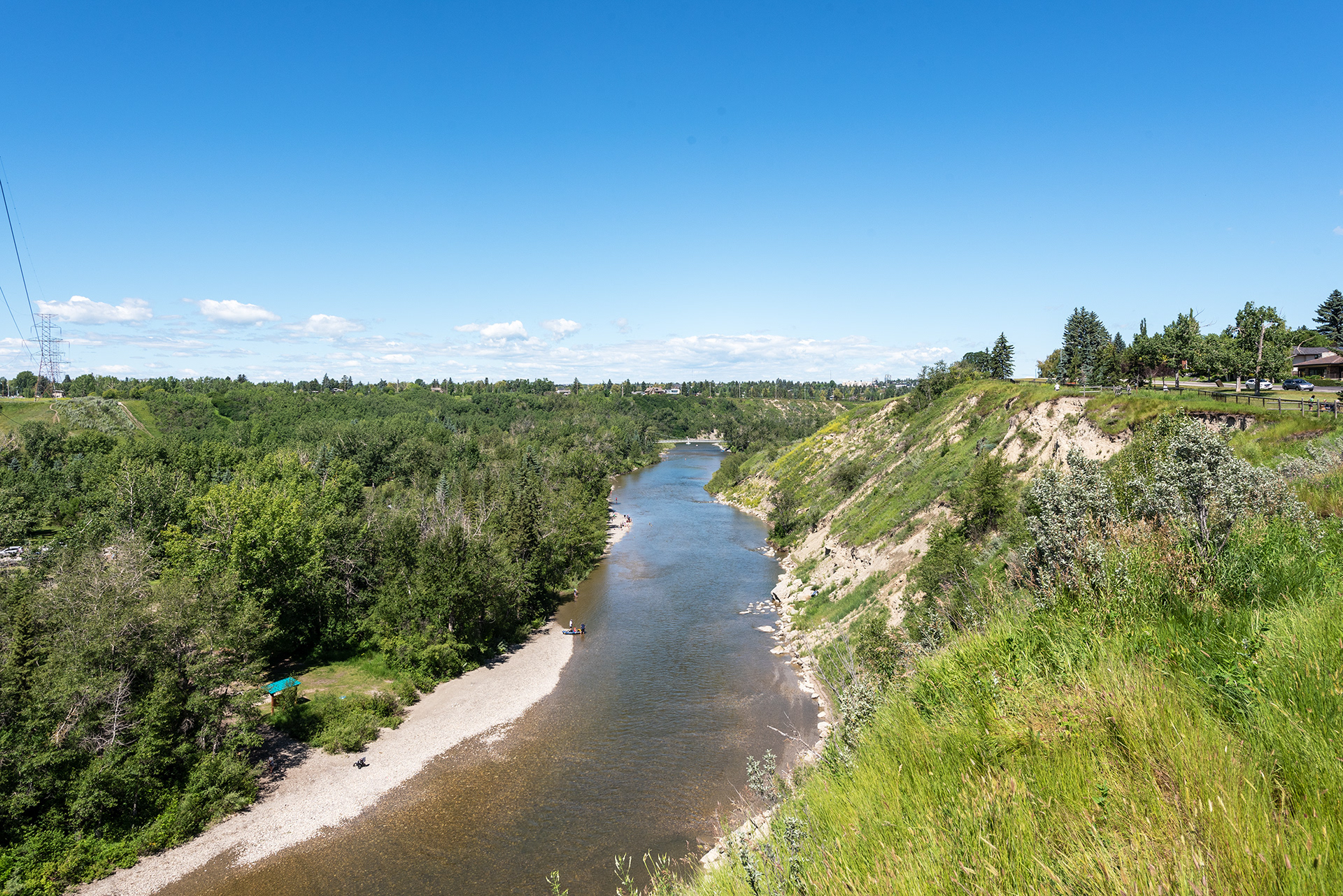 View from the ridge, of the Elbow River and Sandy Beach Park