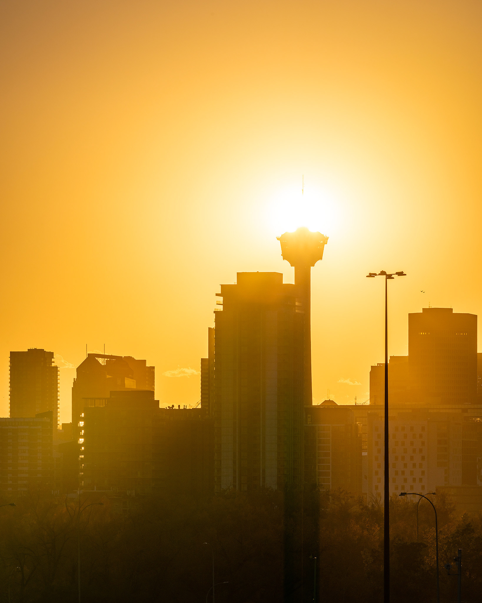 The Calgary Tower at Sunset, from Tom Campbell's Hill Natural Park, Calgary, AB - October 3rd (7:41 PM, 33 Mp)