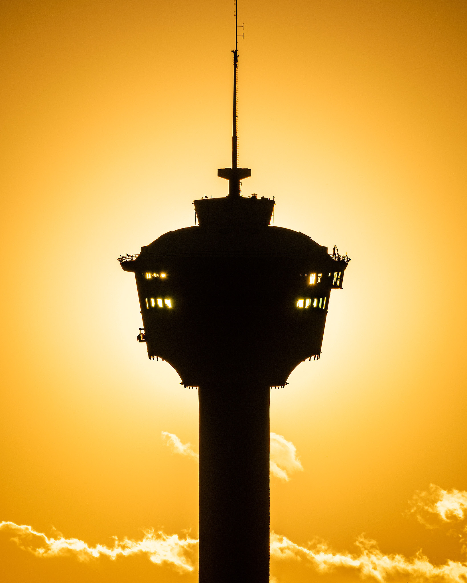 The Calgary Tower eclipsing the setting Sun, from Tom Campbell's Hill Natural Park, Calgary, AB - October 11th, 2022 (6:27 PM, 22 Mp)