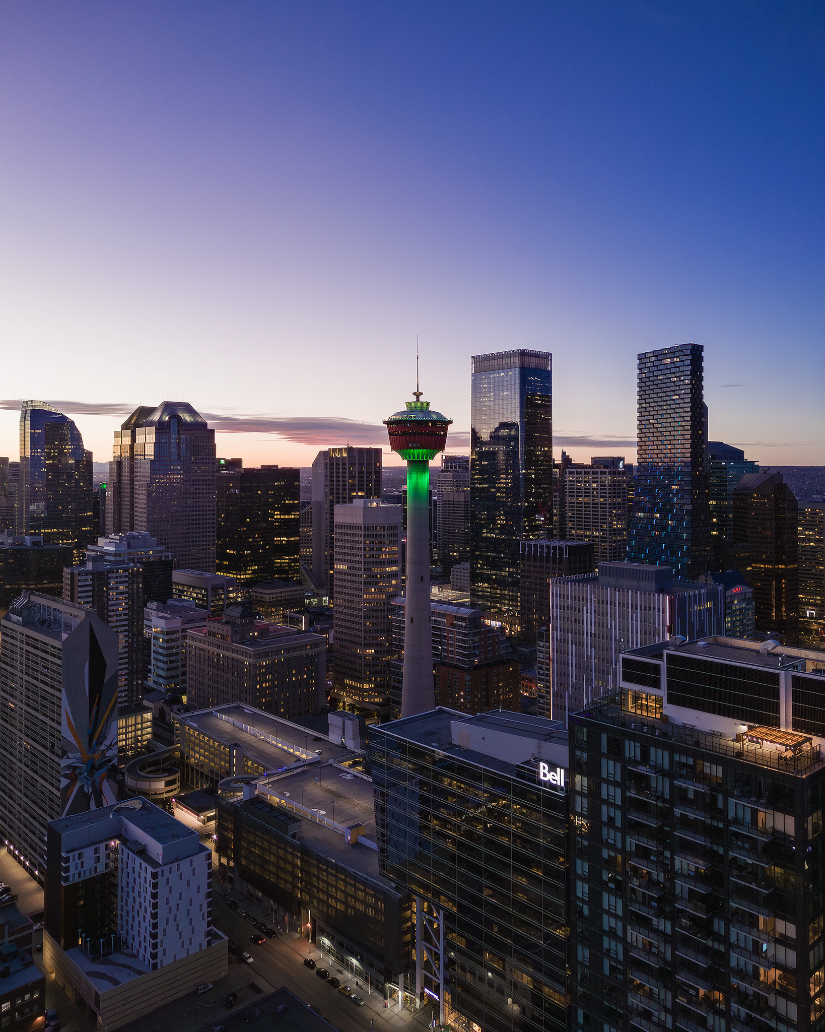 Photo of a portion of the Downtown Calgary skyline from near East Village, Calgary, AB - March 17th