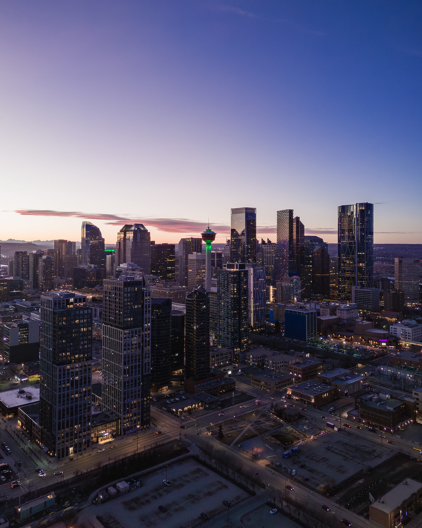 Photo of a portion of the Downtown Calgary skyline from near East Village, Calgary, AB - March 17th