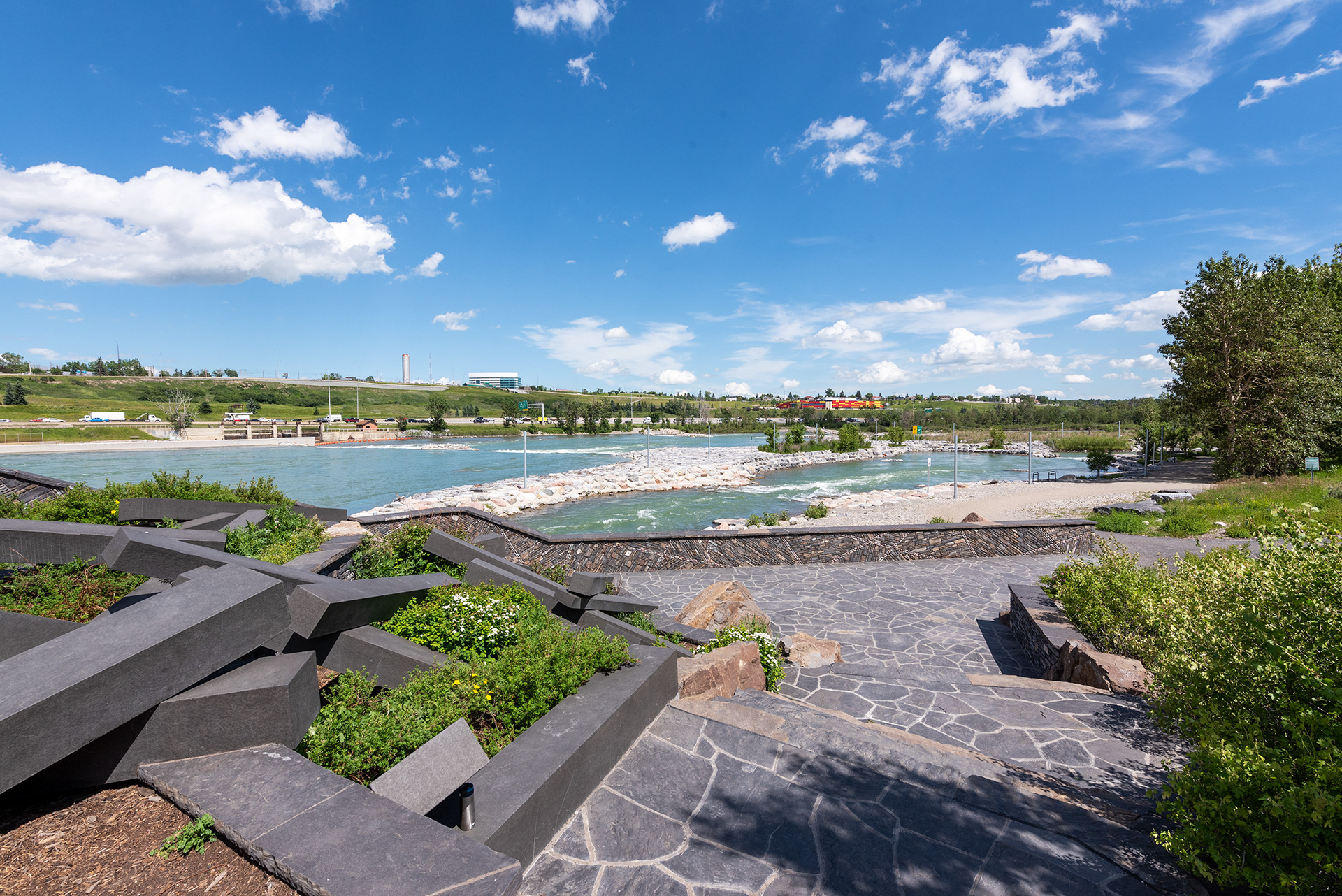 Downstream view of Harvie Passage and the Bow River, Calgary, Alberta