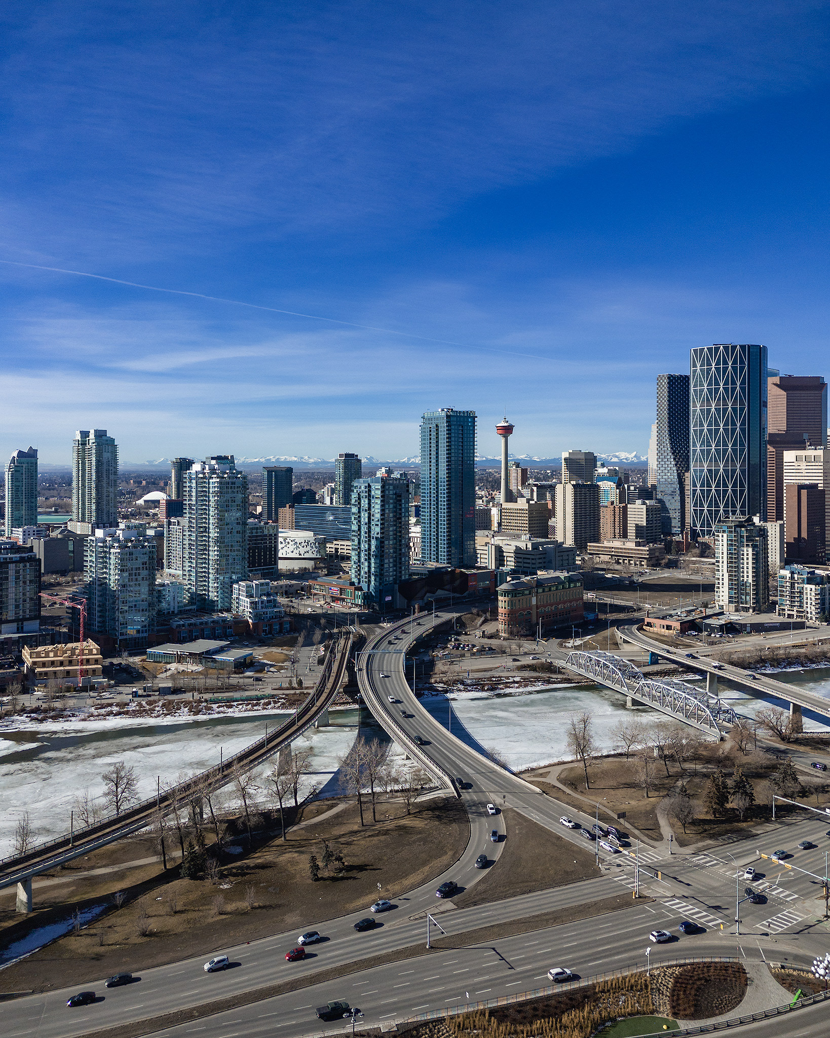 Photo of a portion of the Downtown Calgary skyline from near Bridgeland-Riverside, Calgary, AB - March 17th