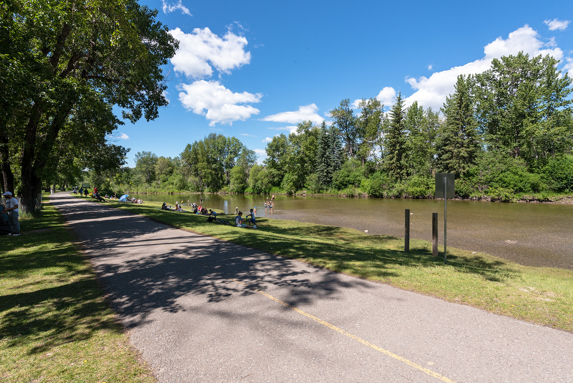 Upstream view of the Elbow River in Stanley Park