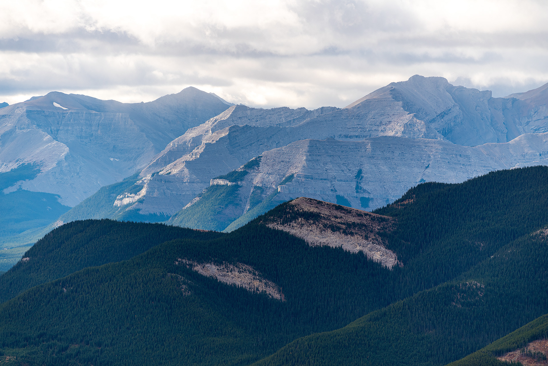 A view of foothills and mountains from Prairie Mountain, Alberta