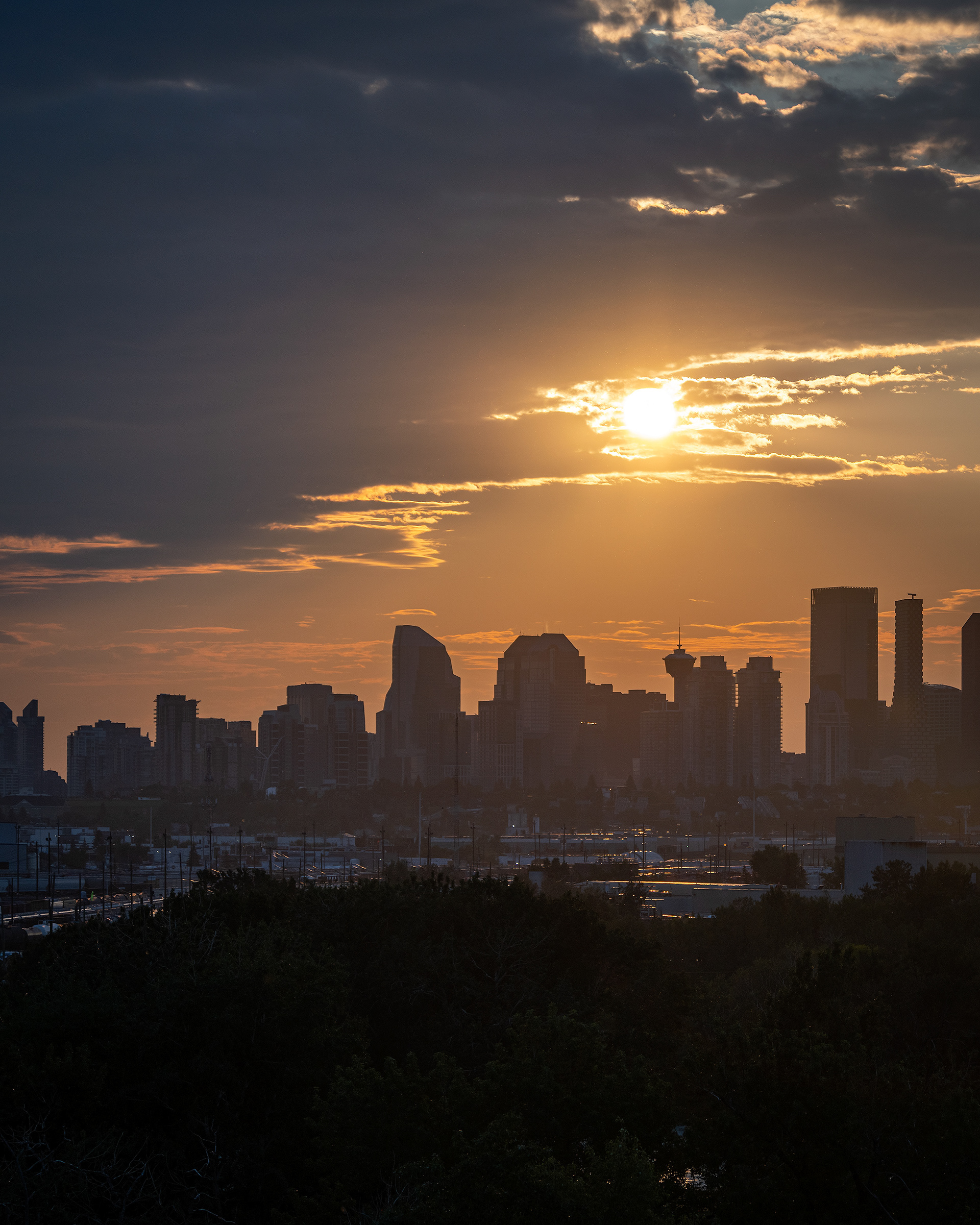 4x5 Cityscape of the downtown skyline, from Southview Off Leash Dog Park, Calgary, AB