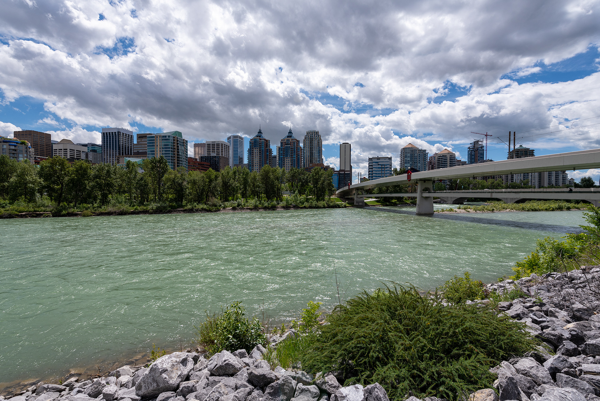 Downtown view from the Pathway alongside Memorial Drive, Calgary, Alberta