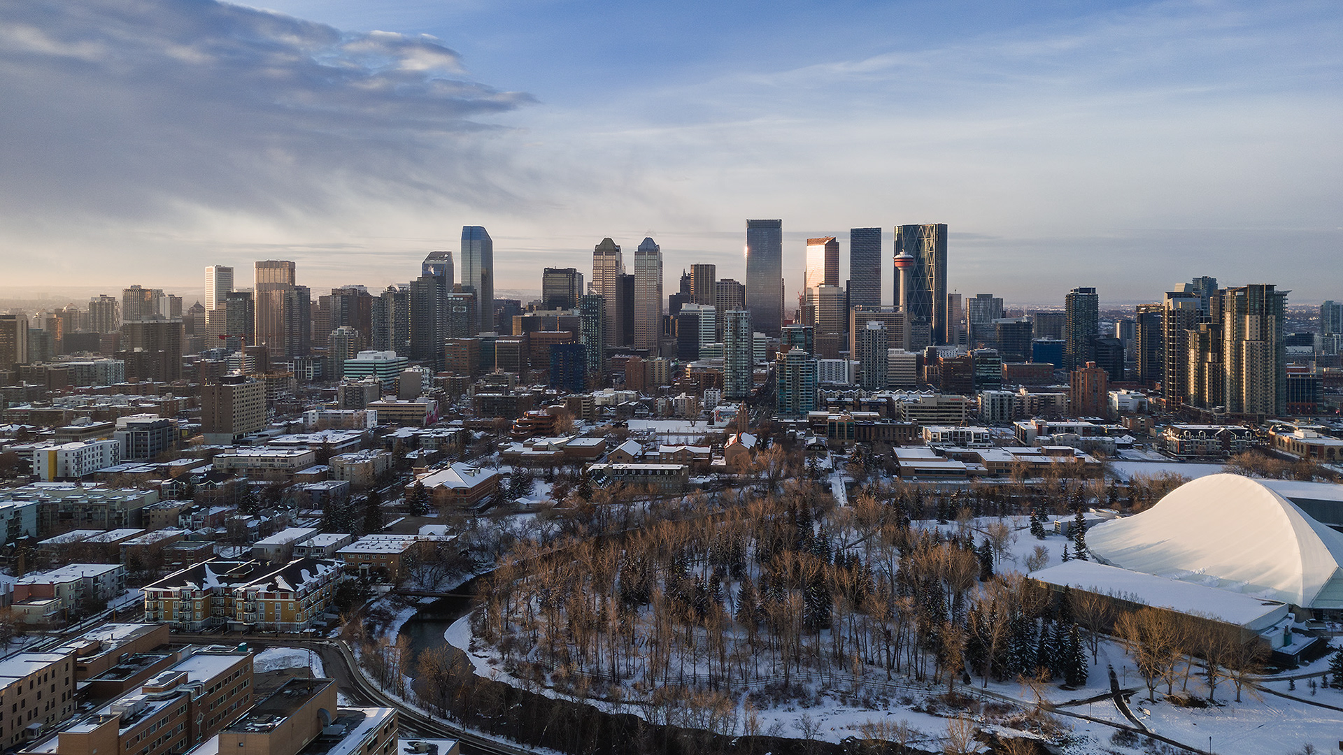 A photo of the Downtown Calgary skyline from near Roxboro, Calgary, AB - March 26th