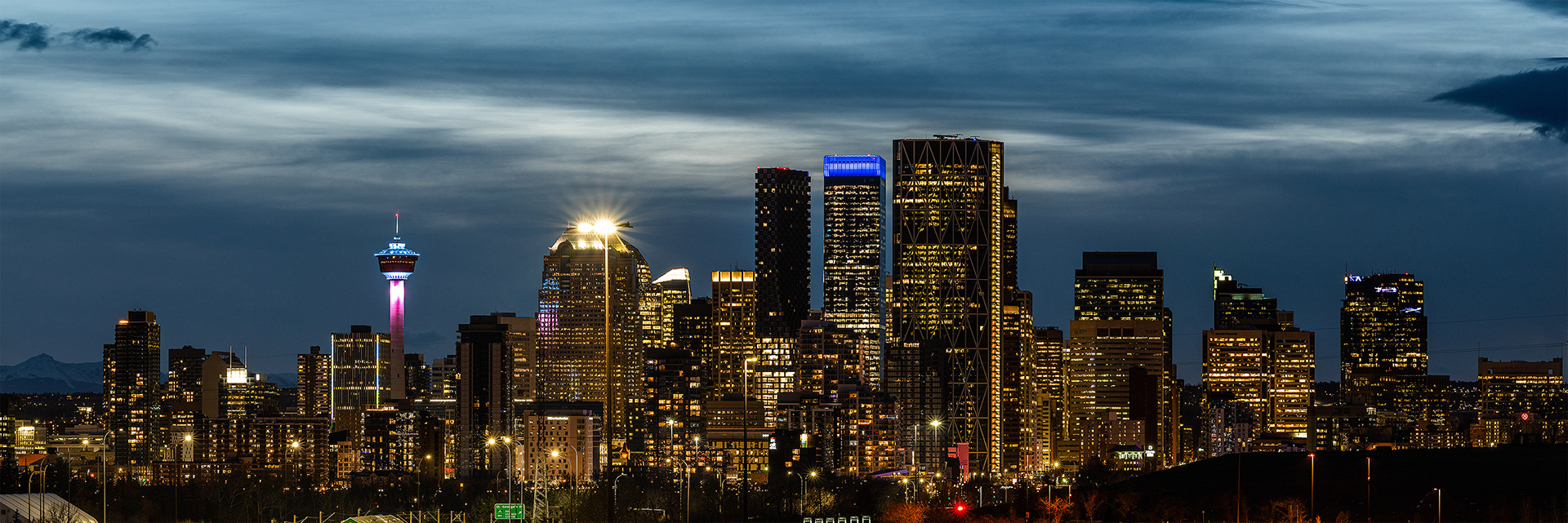 Cityscape of Downtown Calgary from near Memorial and Deerfoot
