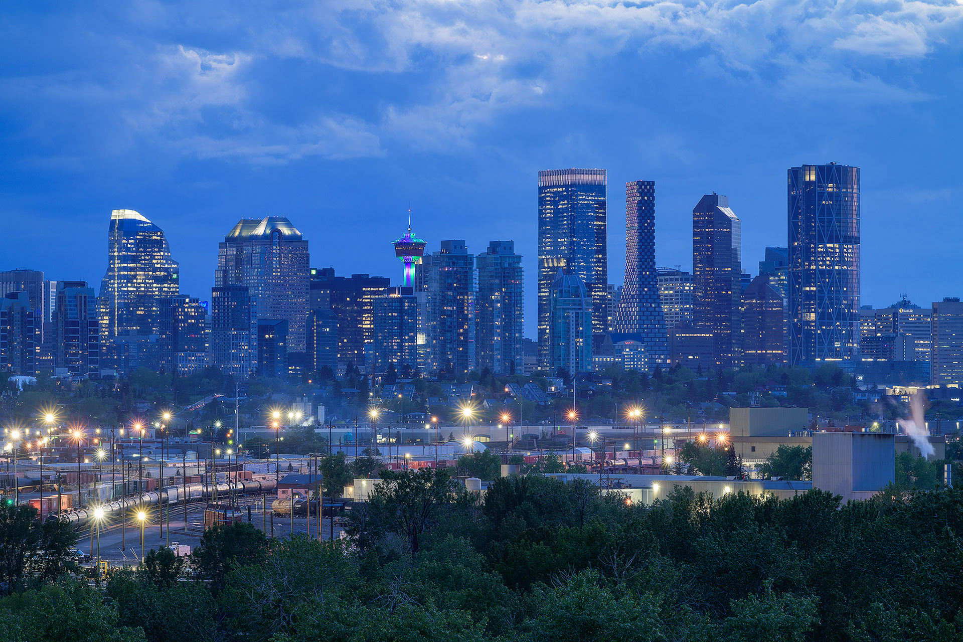 Image of the Downtown Calgary skyline from Southview Off Leash Dog Park, Calgary, AB - May 24th