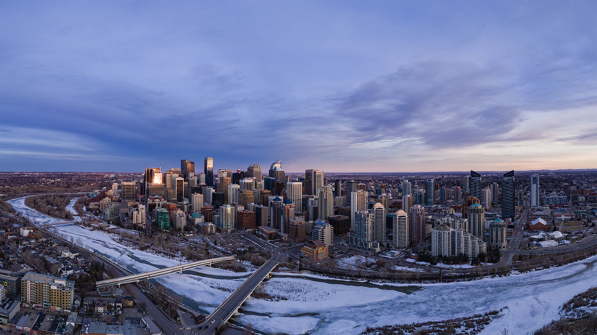 A photo of the Downtown Calgary skyline from near Hillhurst, Calgary, AB - March 15th
