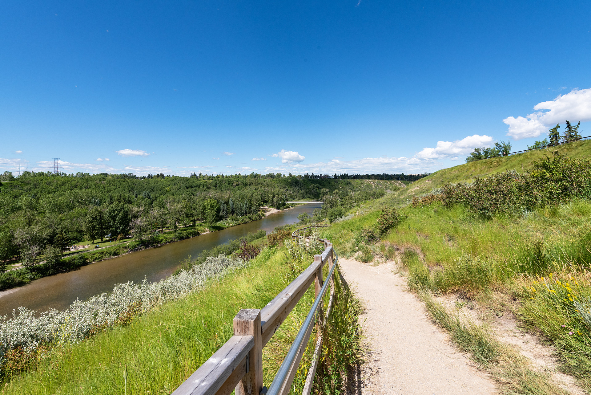 View from the ridge, of the Elbow River and Sandy Beach Park