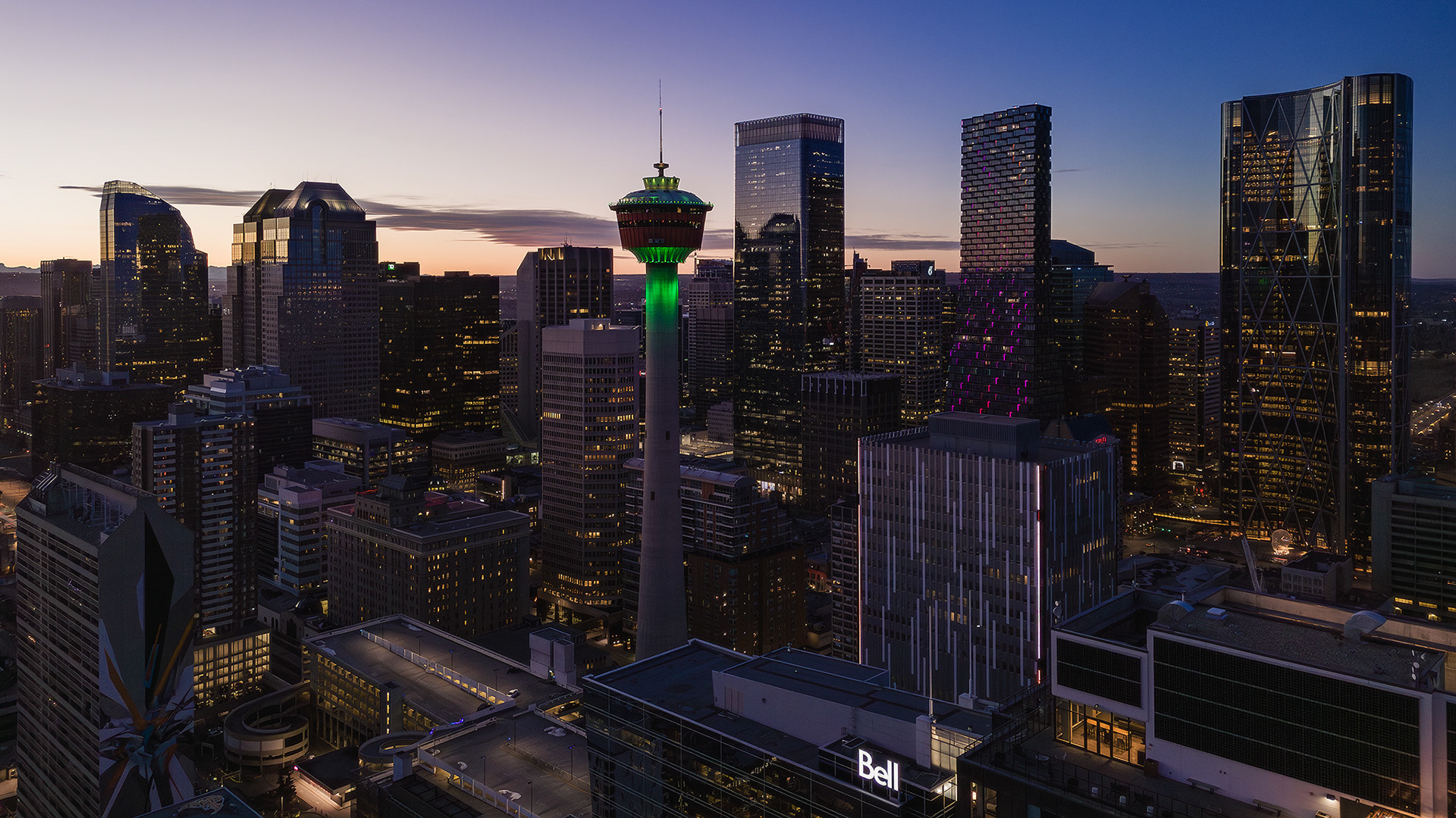 Photo of a portion of the Downtown Calgary skyline from near East Village, Calgary, AB - March 17th
