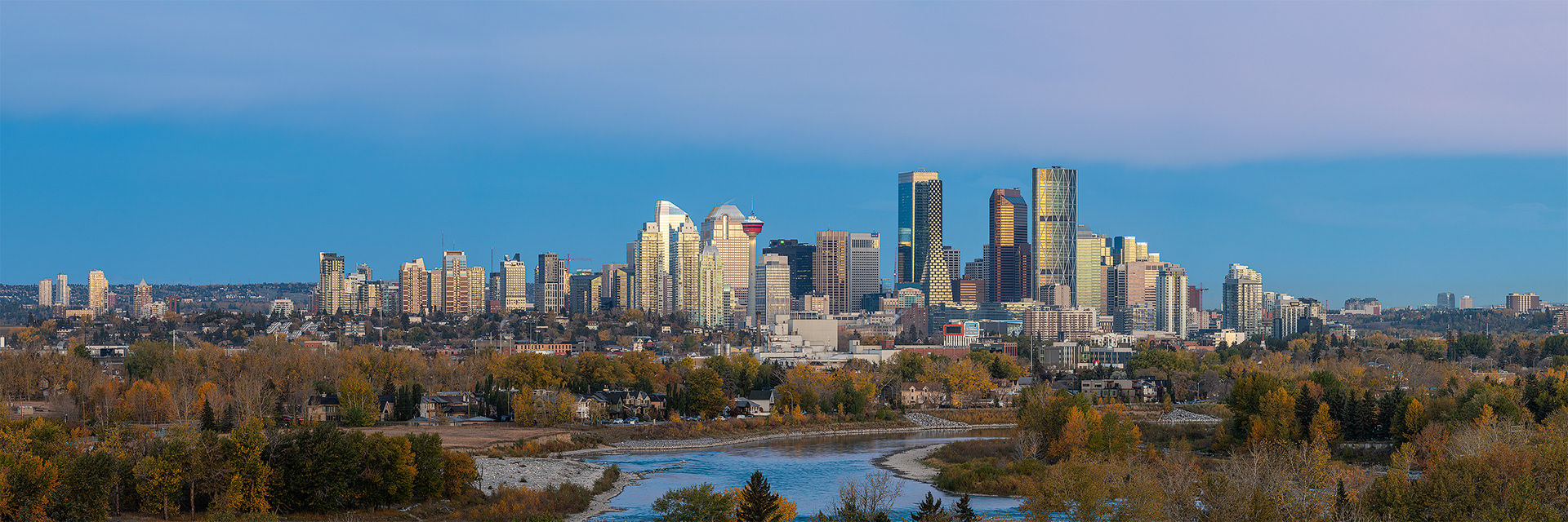 Panoramic Cityscape (at sunrise) from Valleyview Park, Calgary, Alberta