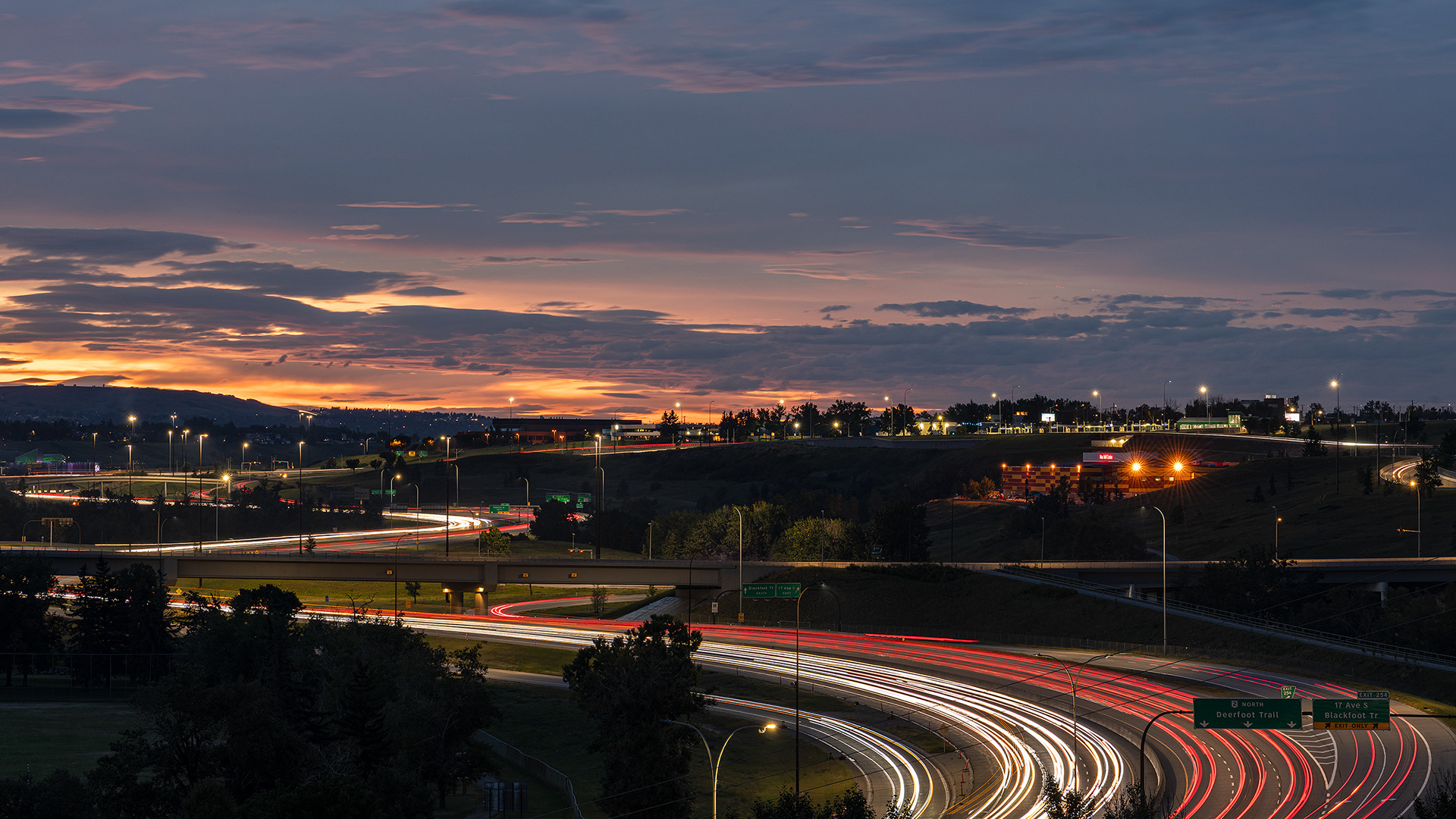 Cityscape (at sunset) from Valleyview Park, Calgary, Alberta