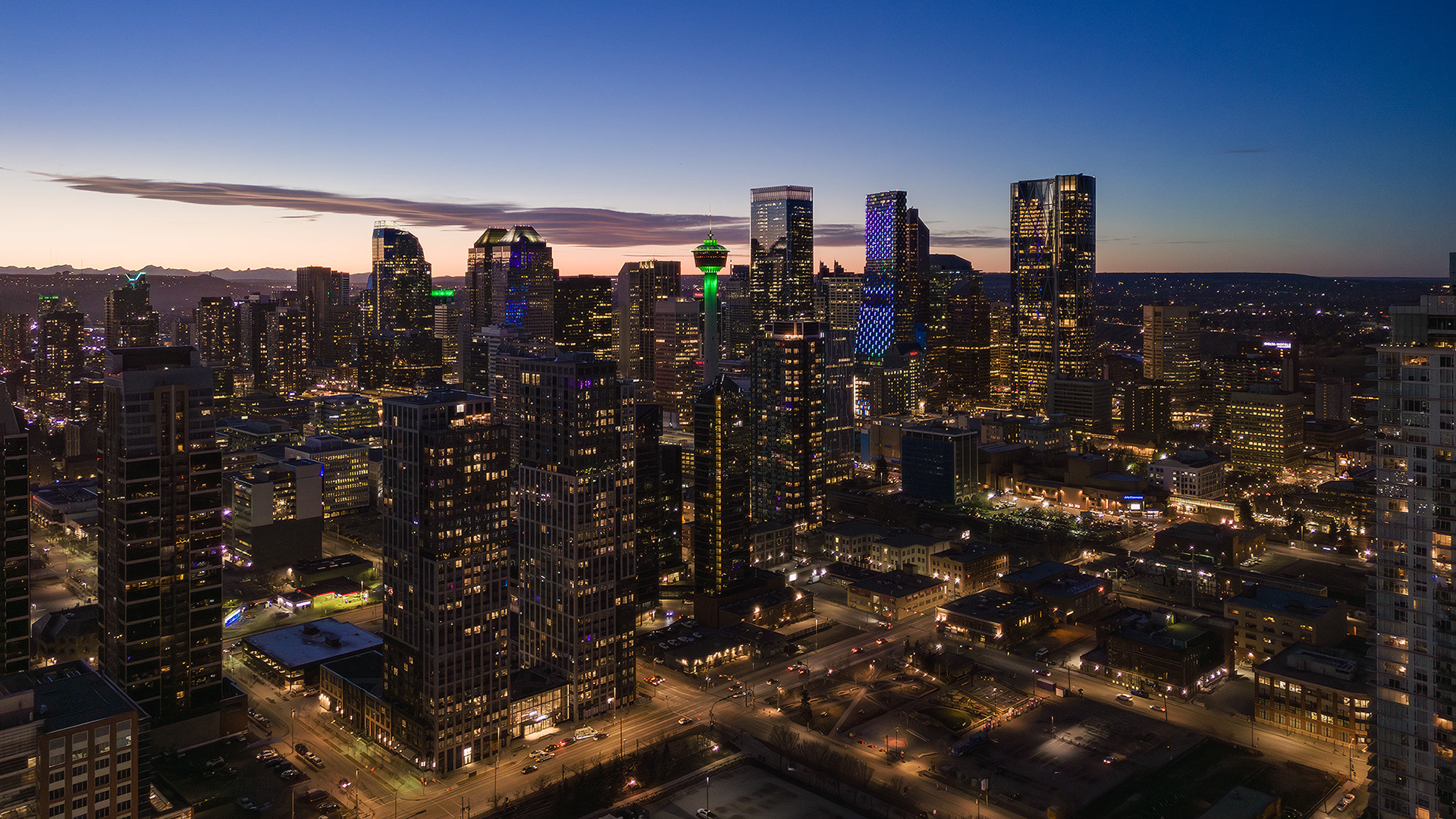 Photo of a portion of the Downtown Calgary skyline from near East Village, Calgary, AB - March 17th