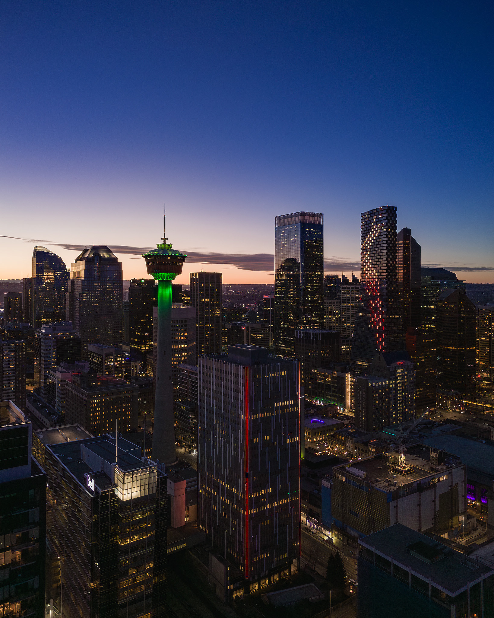 Photo of a portion of the Downtown Calgary skyline from near East Village, Calgary, AB - March 17th