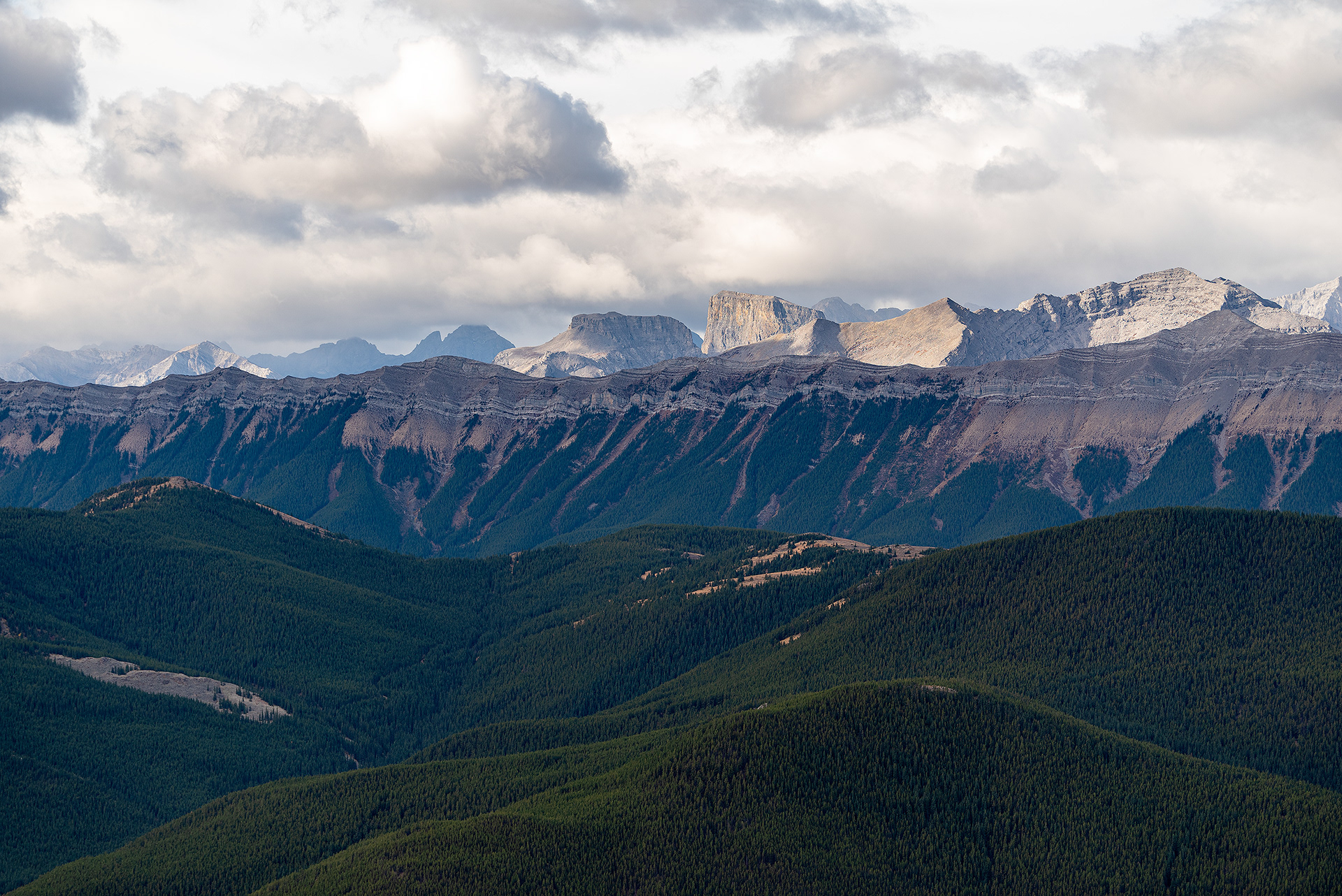 A view of foothills and mountains from Prairie Mountain, Alberta