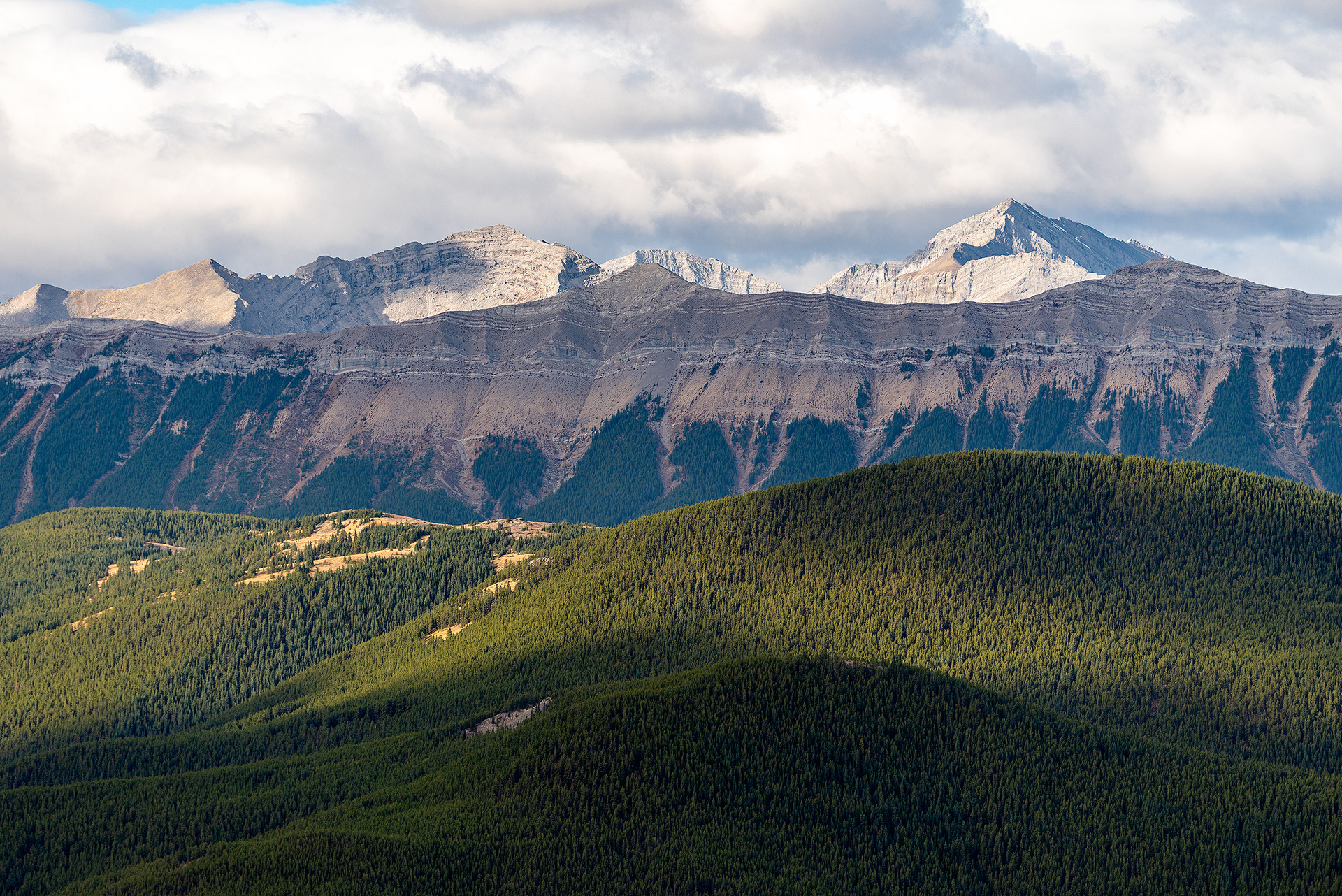 A view of foothills and mountains from Prairie Mountain, Alberta