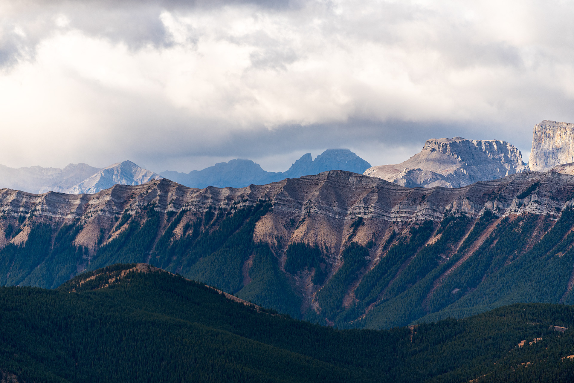 A view of foothills and mountains from Prairie Mountain, Alberta