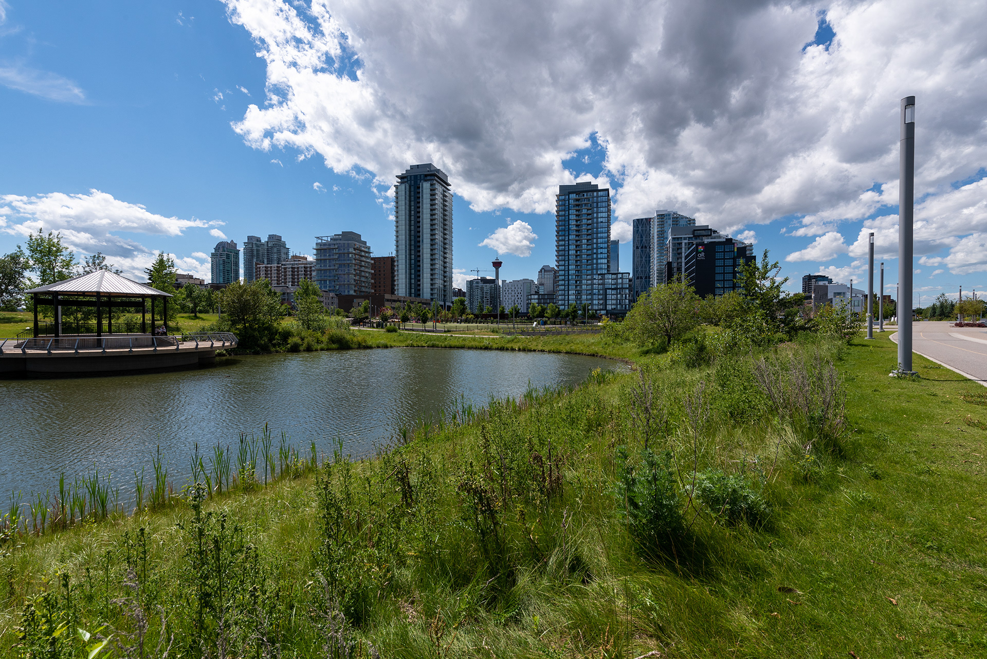 Downtown view from the Pathway near EV Dog Park, Calgary, Alberta