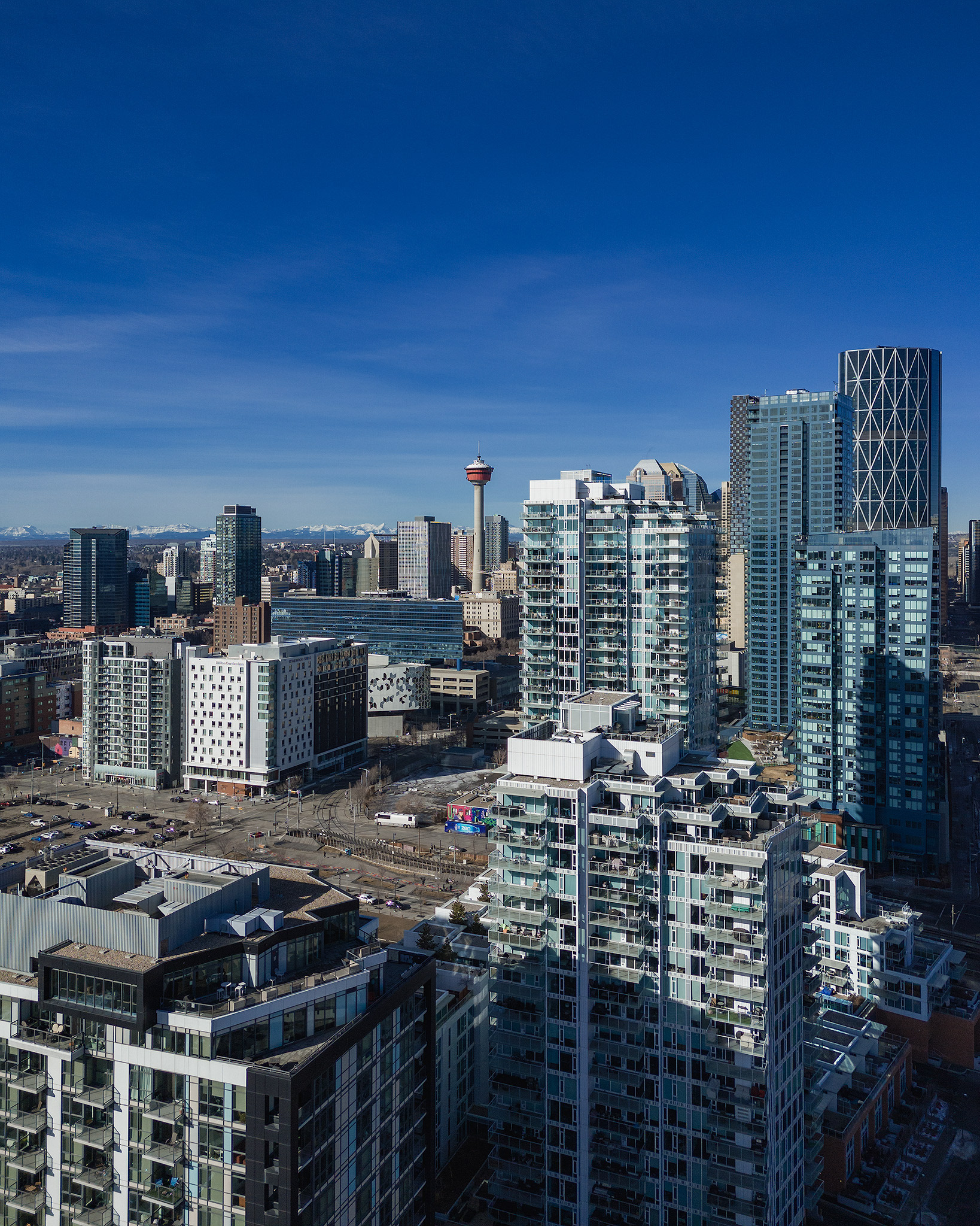 Photo of a portion of the Downtown Calgary skyline from near East Village, Calgary, AB - March 17th