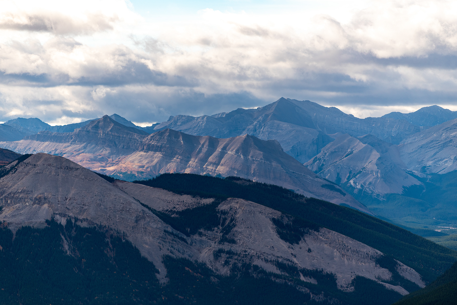 A view of foothills and mountains from Prairie Mountain, Alberta