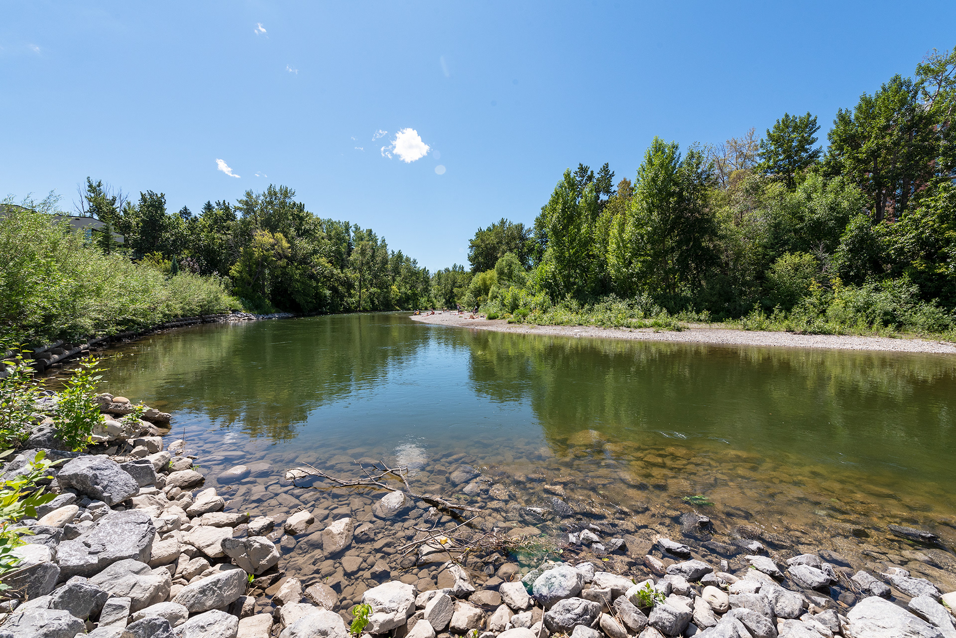 View of the Elbow River and Rocky Beach from 25th Avenue SW