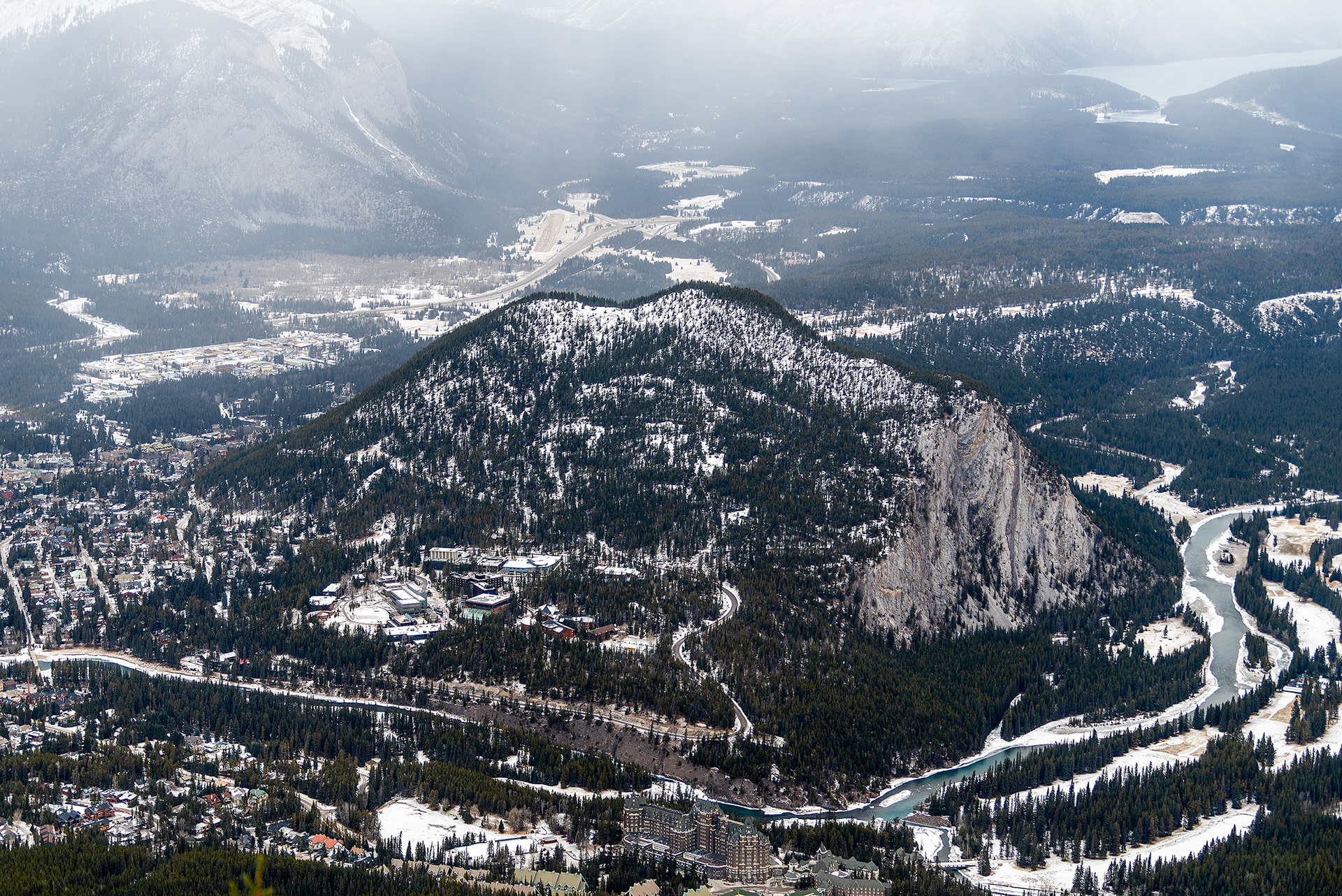 A view from the Sulphur Mountain hiking trail in Banff National Park