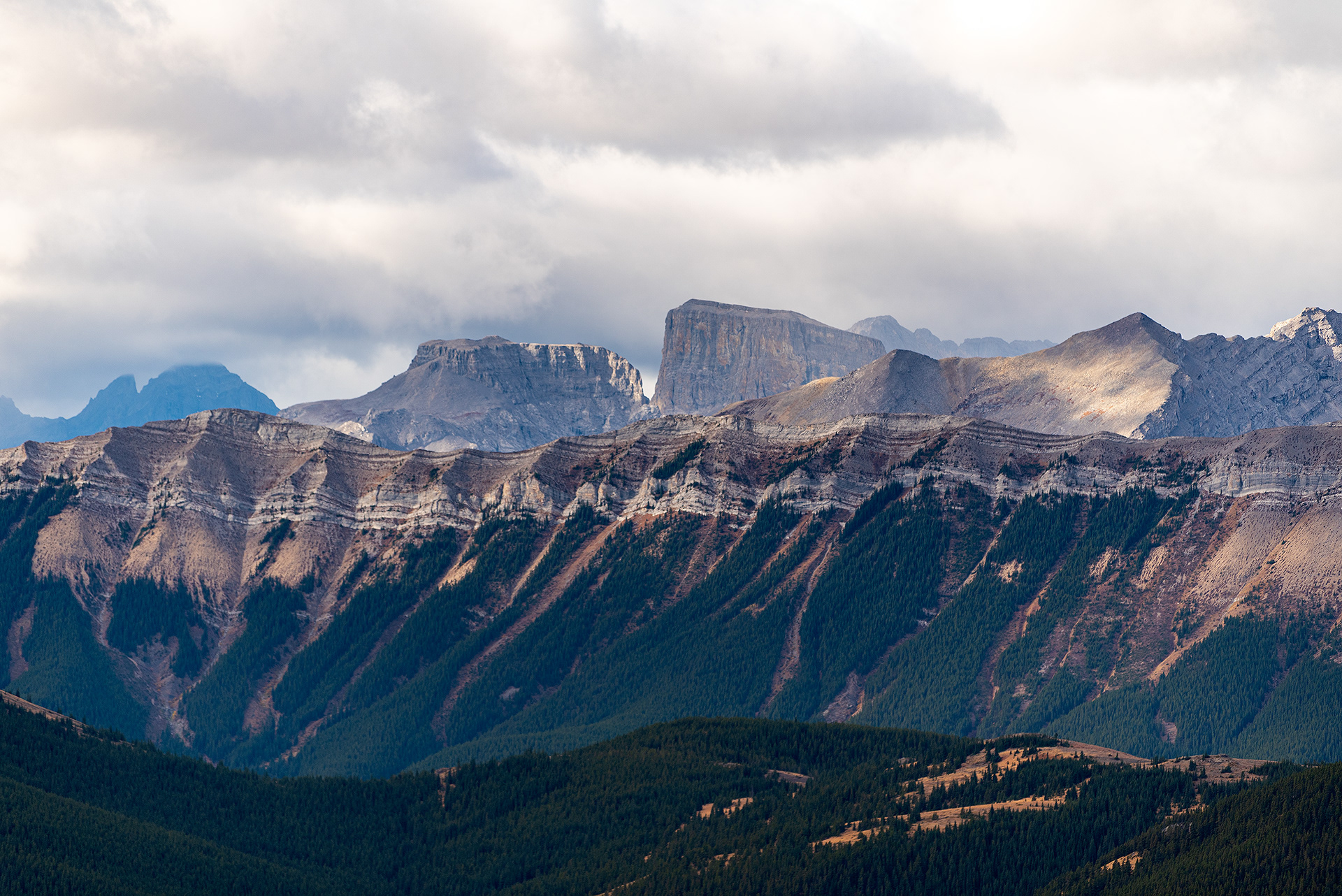 A view of foothills and mountains from Prairie Mountain, Alberta