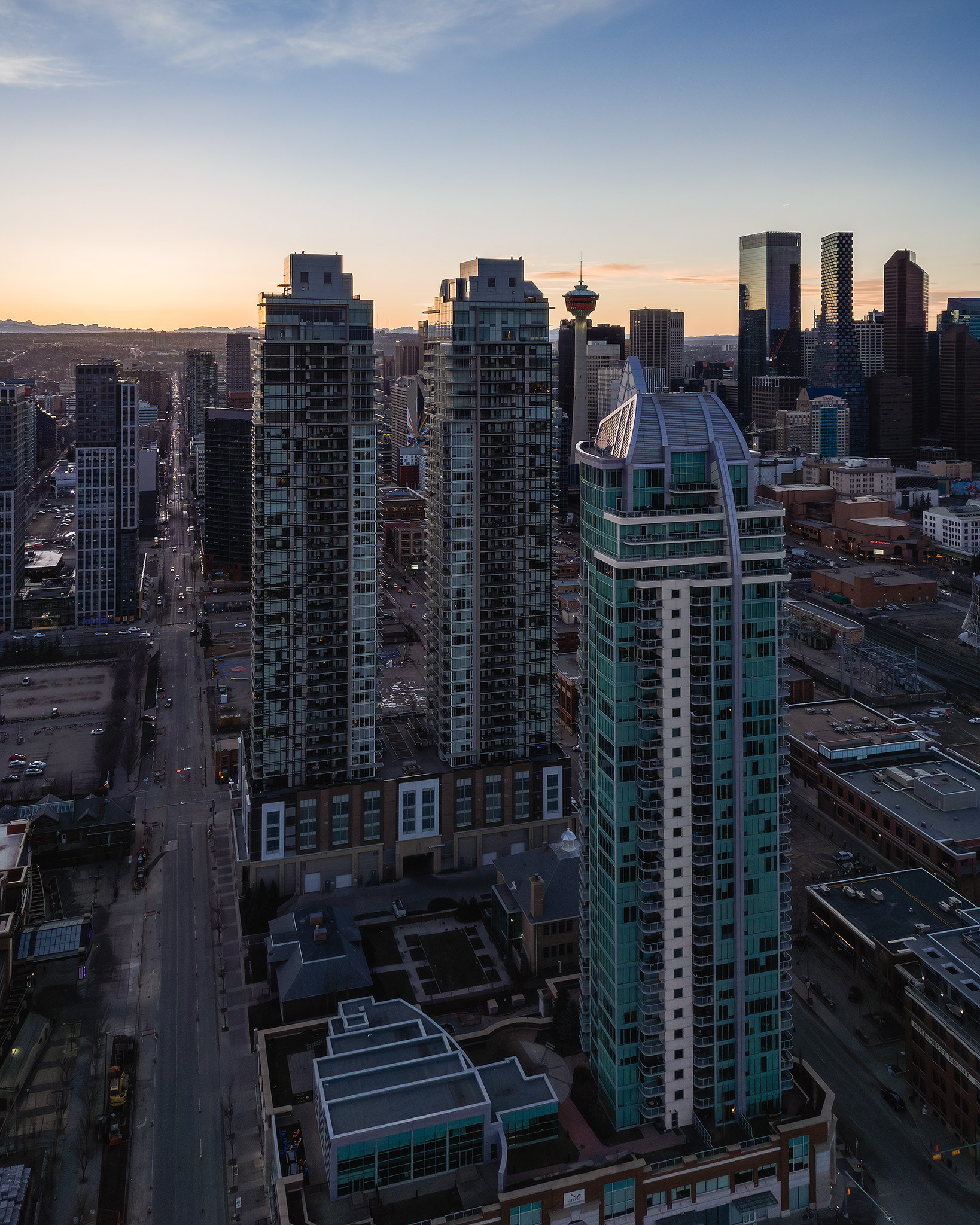 Photo of a portion of the Downtown Calgary skyline from near East Village, Calgary, AB - March 17th