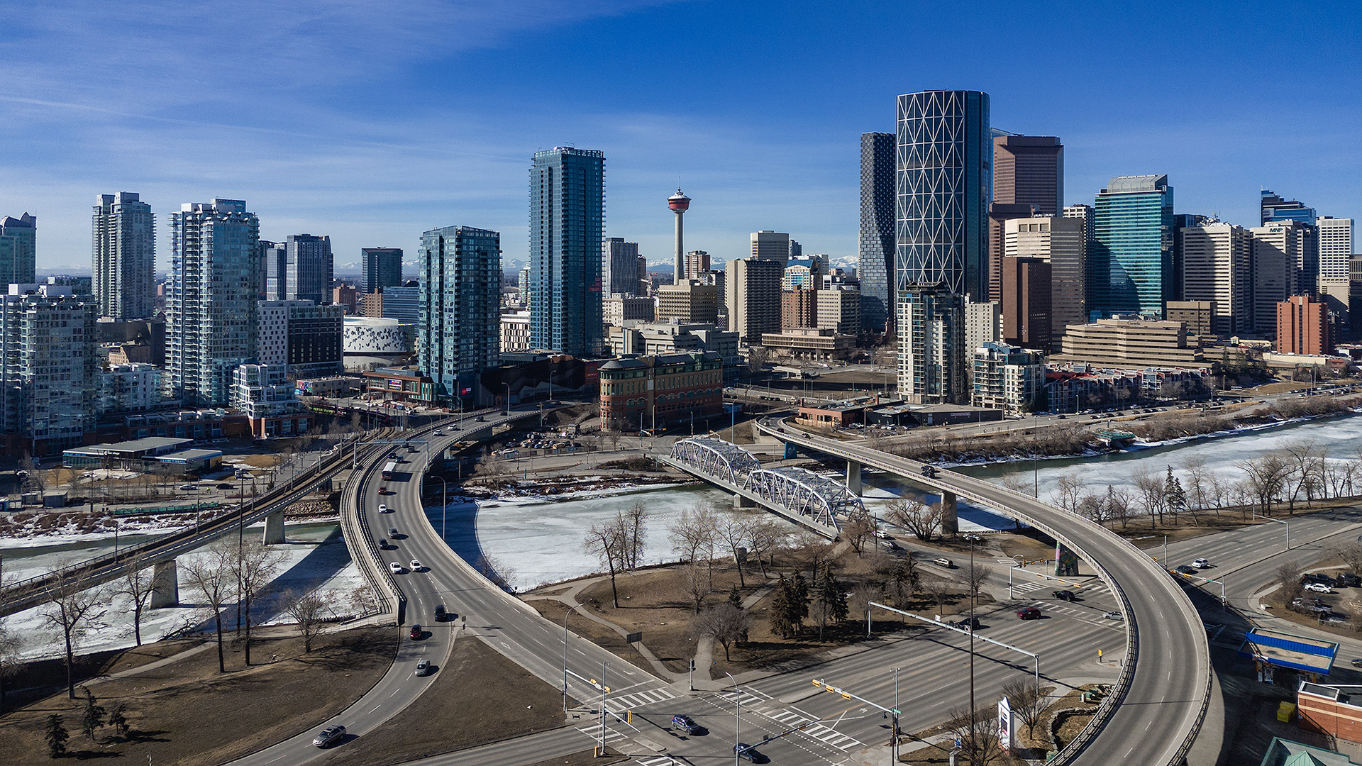 Photo of a portion of the Downtown Calgary skyline from near Bridgeland-Riverside, Calgary, AB - March 17th