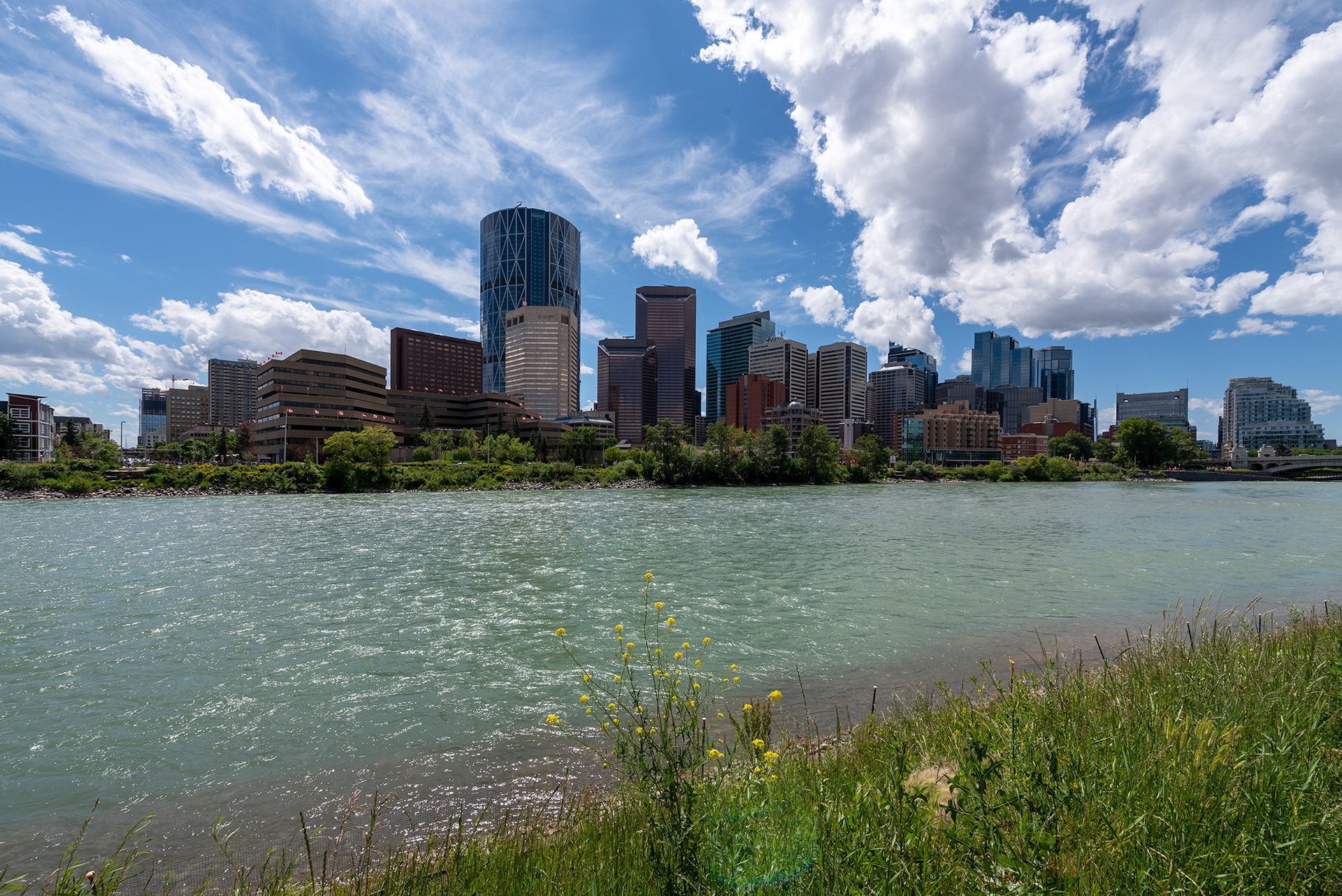 Downtown view from the Pathway alongside Memorial Drive, Calgary, Alberta