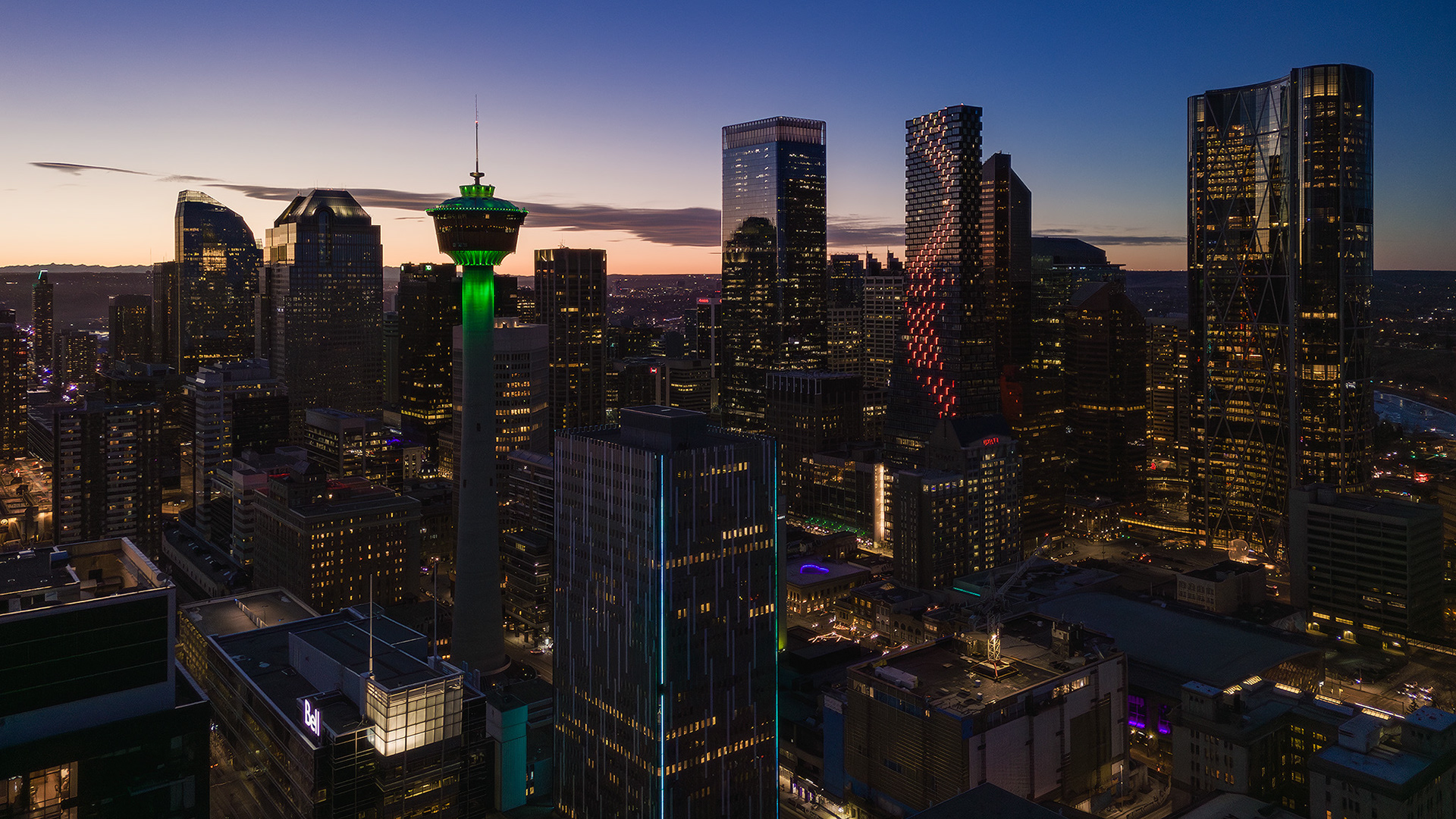Photo of a portion of the Downtown Calgary skyline from near East Village, Calgary, AB - March 17th