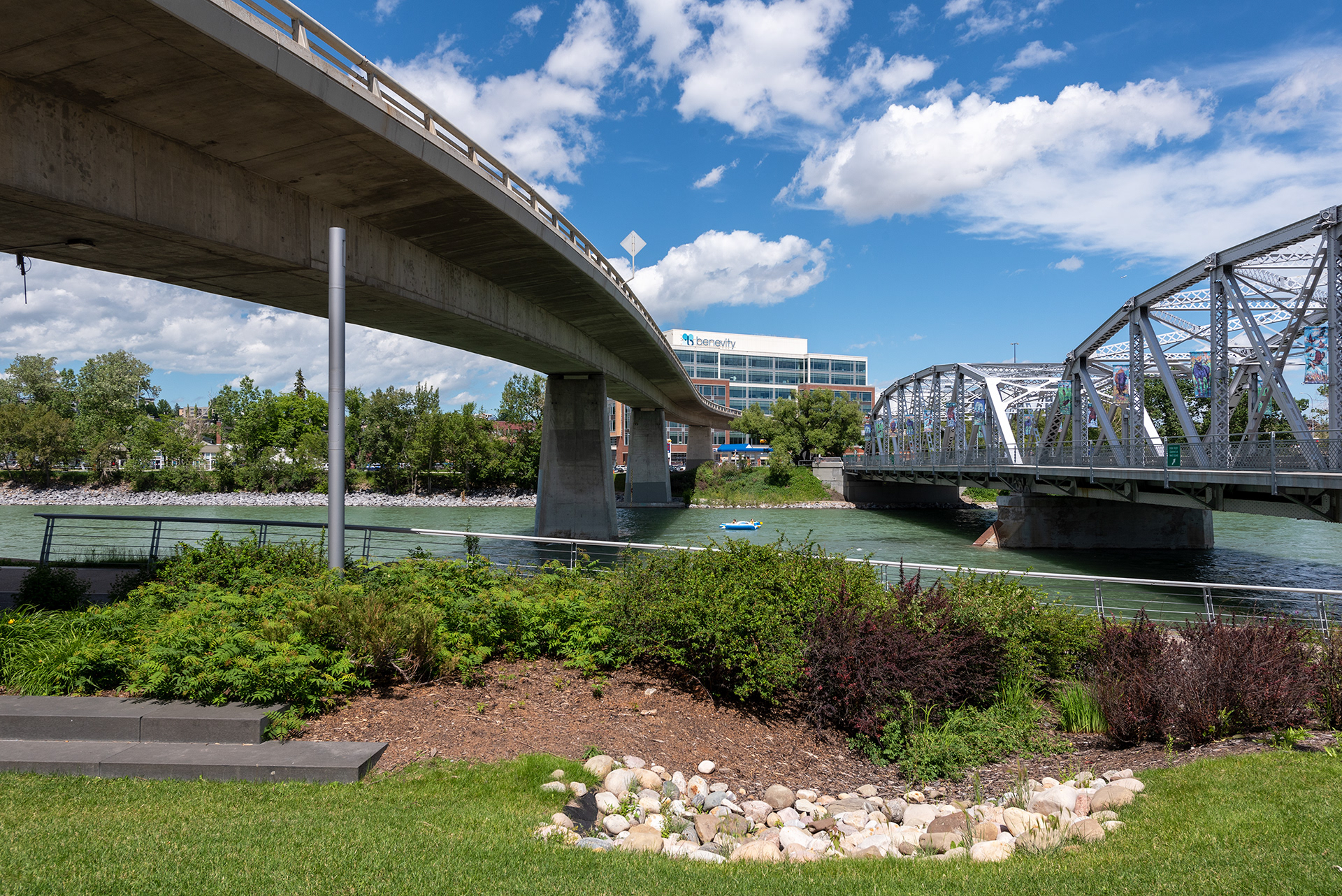 Bow River view from the Pathway alongside Riverfront Ave. SE, Calgary, Alberta