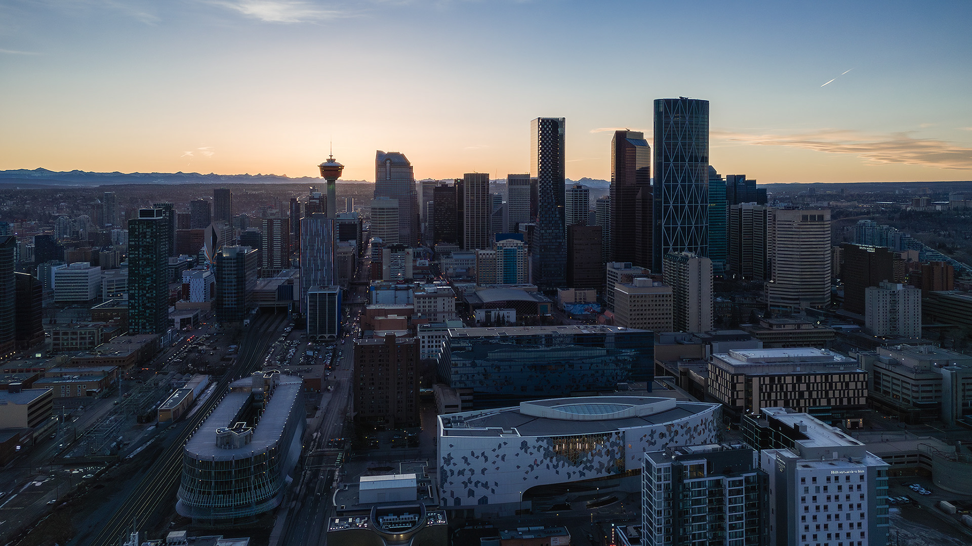 Photo of a portion of the Downtown Calgary skyline from near East Village, Calgary, AB - March 17th