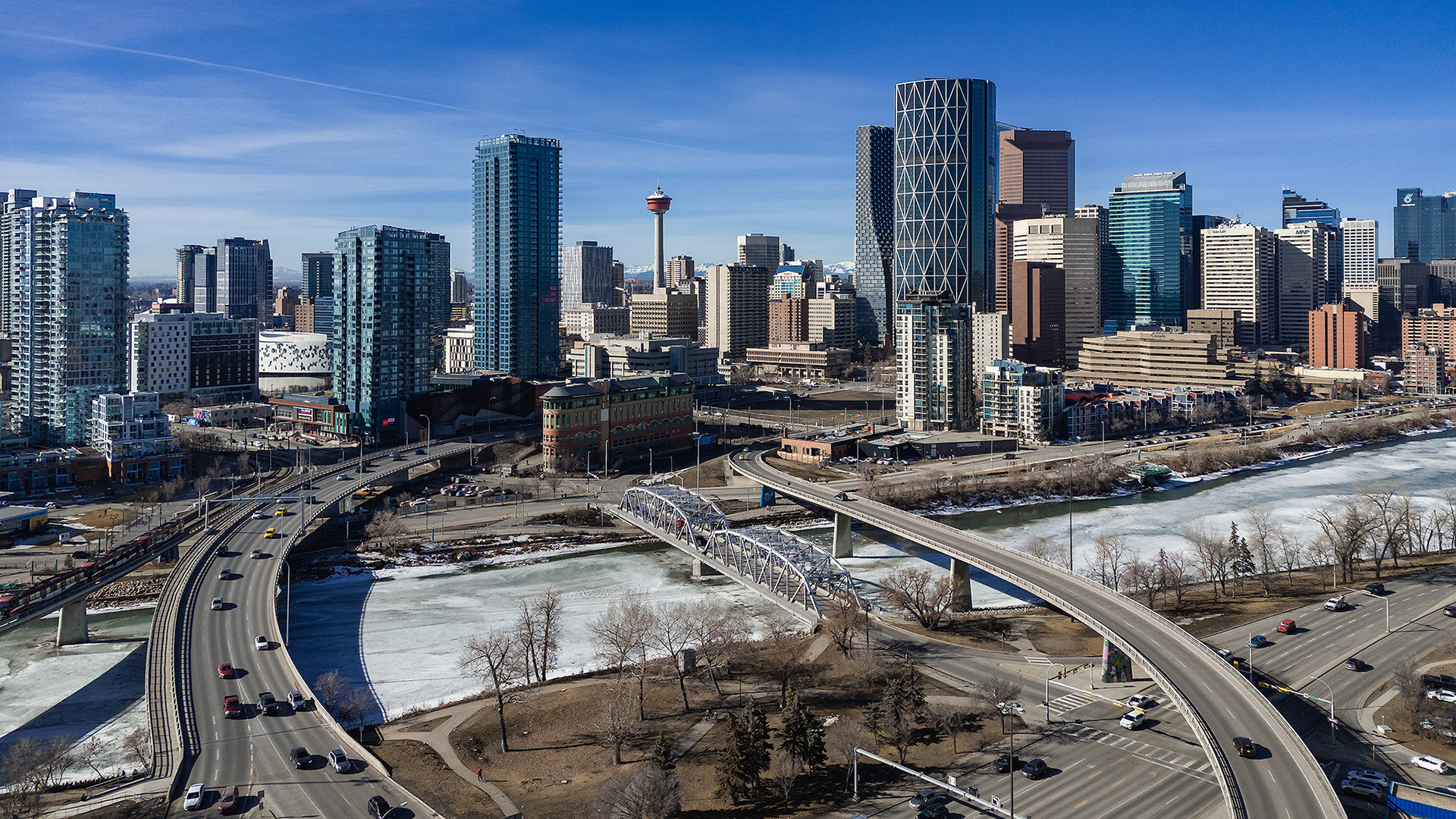 Photo of a portion of the Downtown Calgary skyline from near Bridgeland-Riverside, Calgary, AB - March 17th