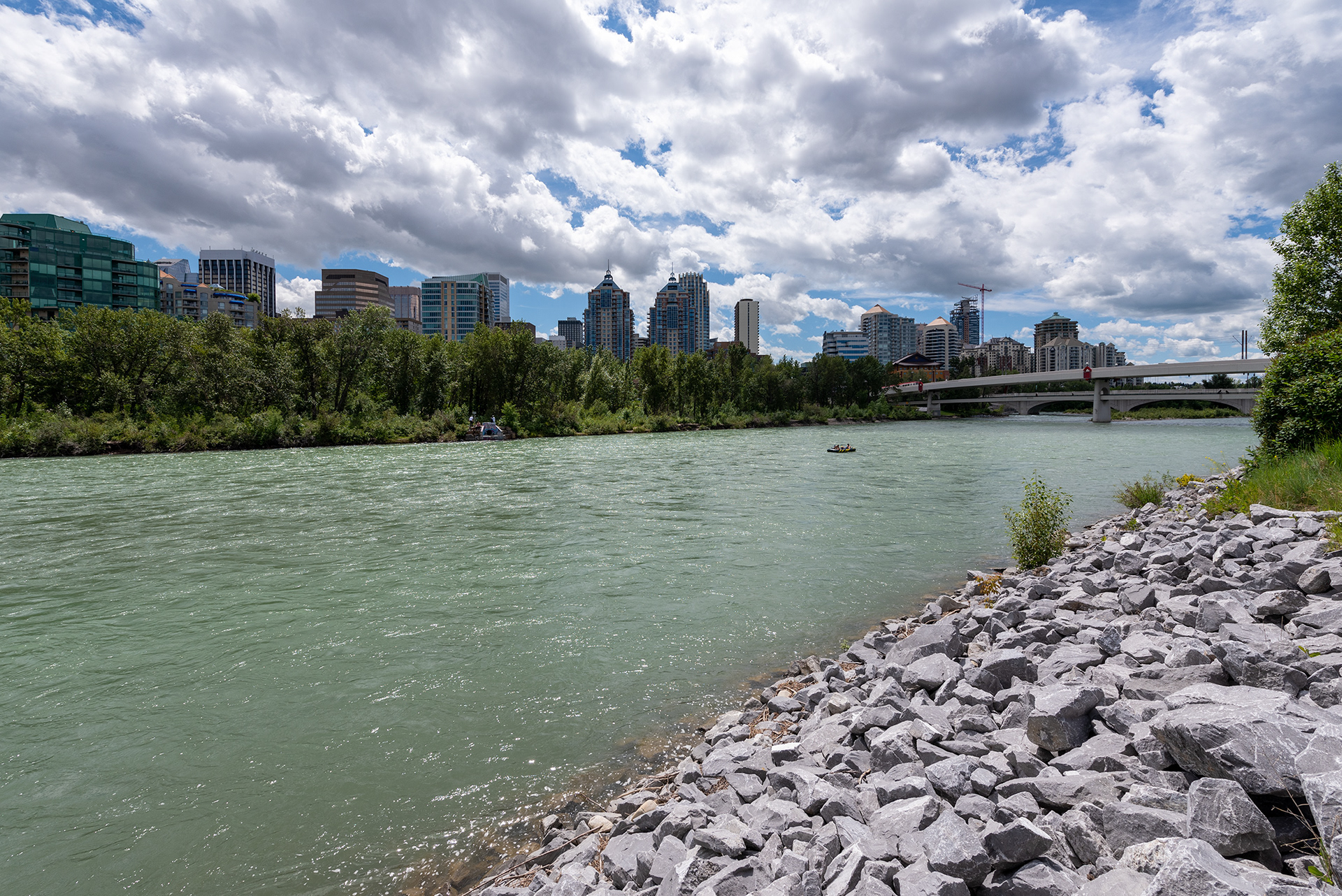 Downtown view from the Pathway alongside Memorial Drive, Calgary, Alberta