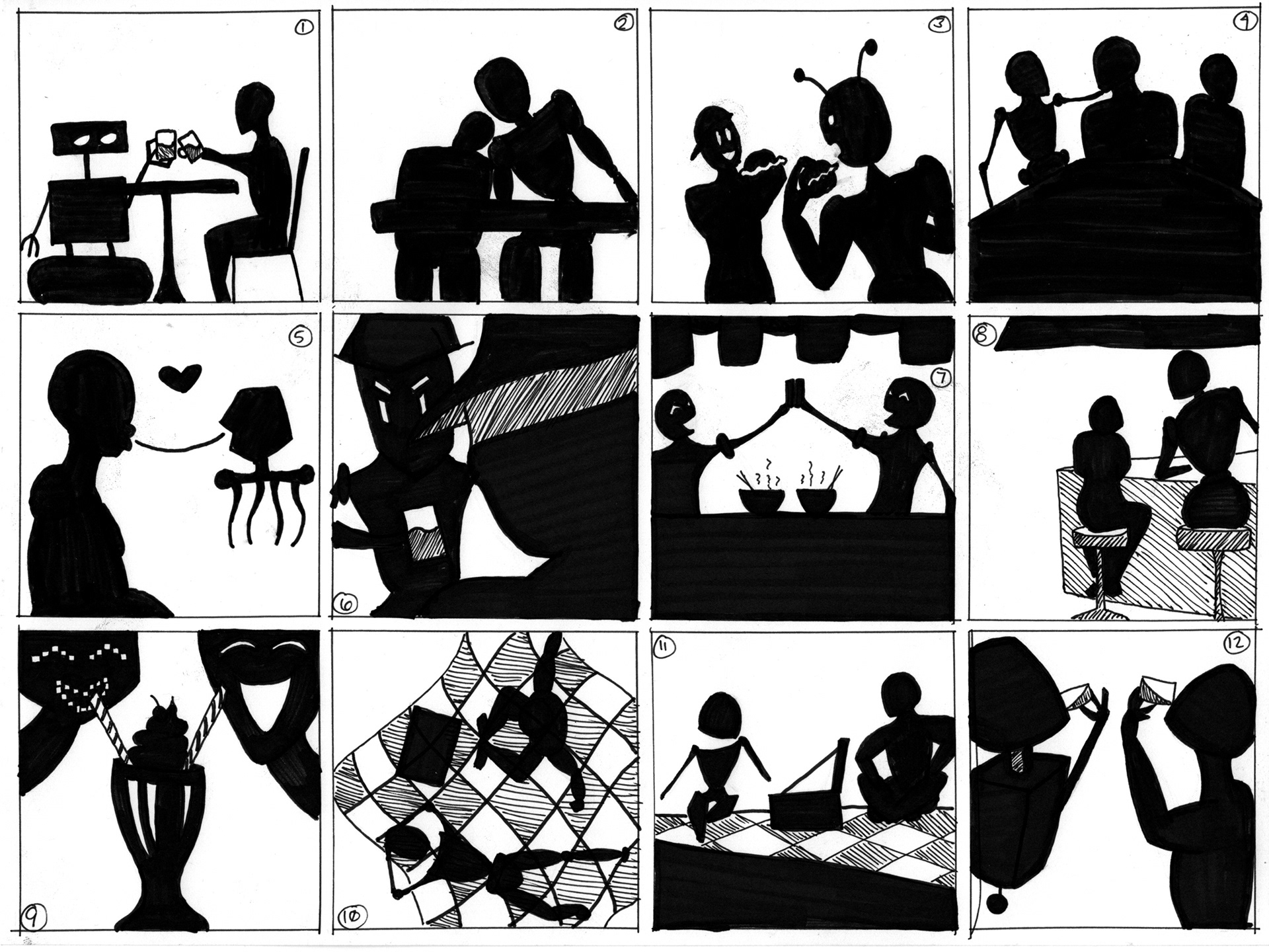 Silhouette Thumbnails - Pen and Ink