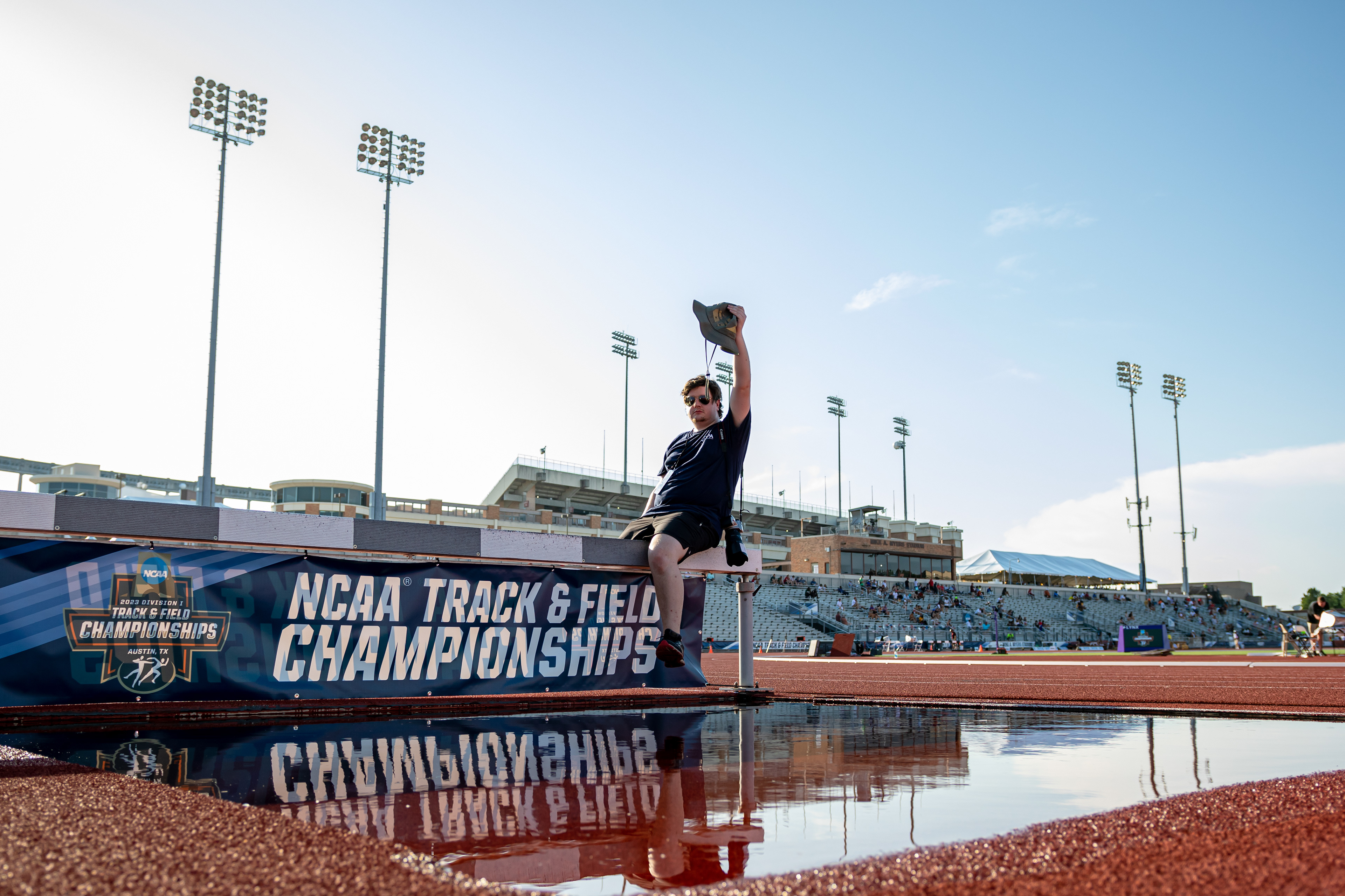Me testing focus on a remote at the 2023 NCAA Track & Field Championships