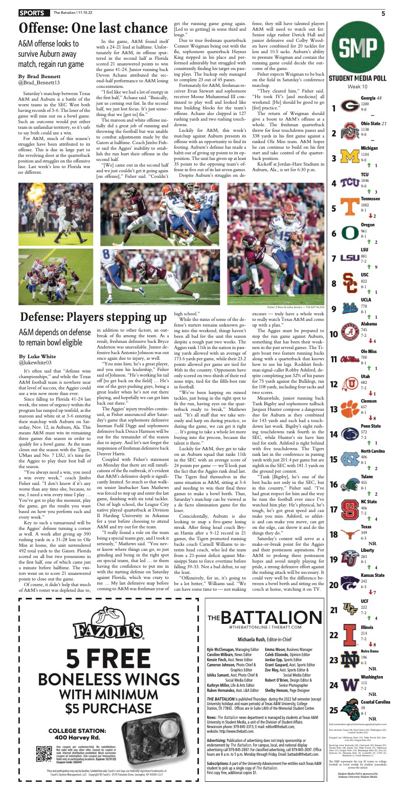 A redesign of our sports section to integrate the Student Media Poll into our weekly print editions.
