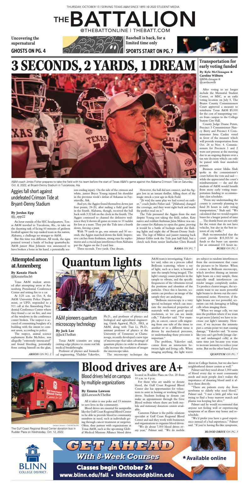 A newspaper I designed during the Fall 2022 semester during my time as the design editor of The Battalion.