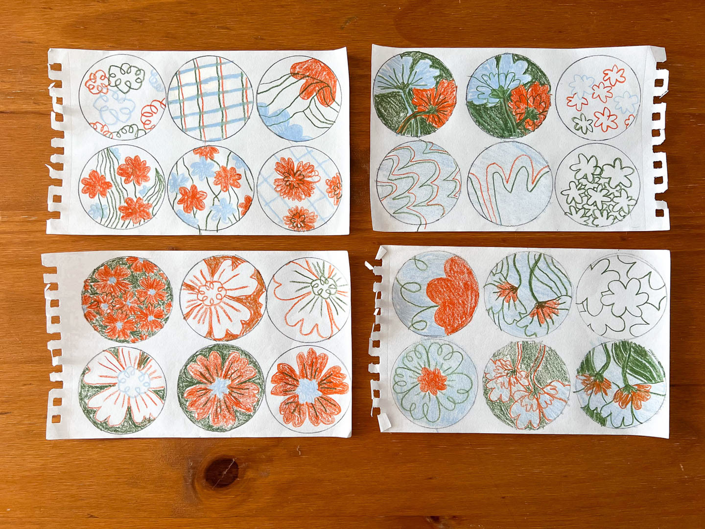 photo of flower pattern sketches for diy punch needle coasters. By Bianca Gschlecht
