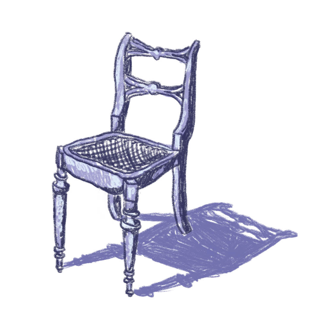 illustration of vintage chair exhibited in Jane Austen’s House museum